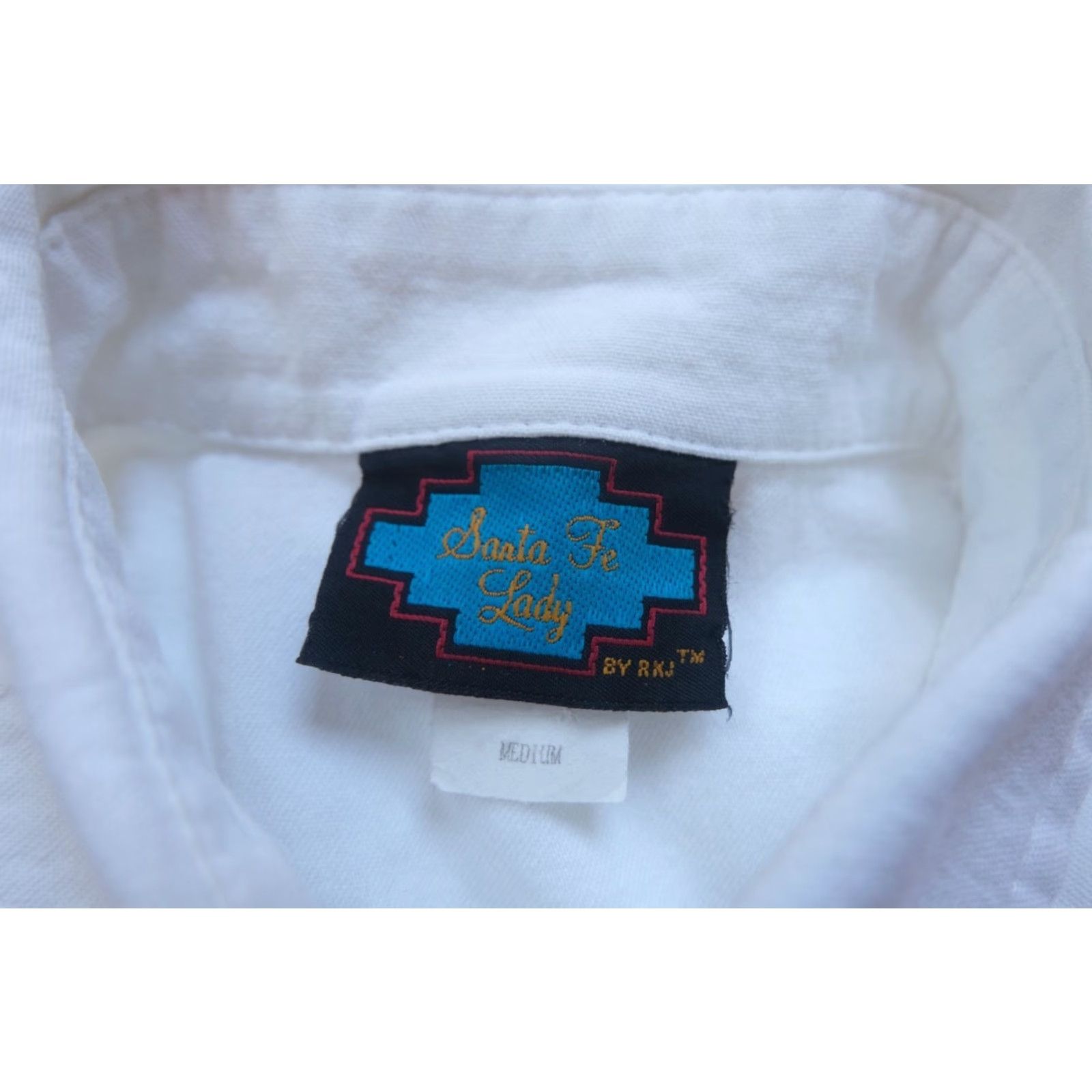 Vintage VINTAGE Santa Fe Lady Western Shirt AZTEC White Button SZ M USA Made 1980s 1990s Embellished Western Collar Mens Womens Girls Boys Size M / US 6-8 / IT 42-44 - 7 Thumbnail
