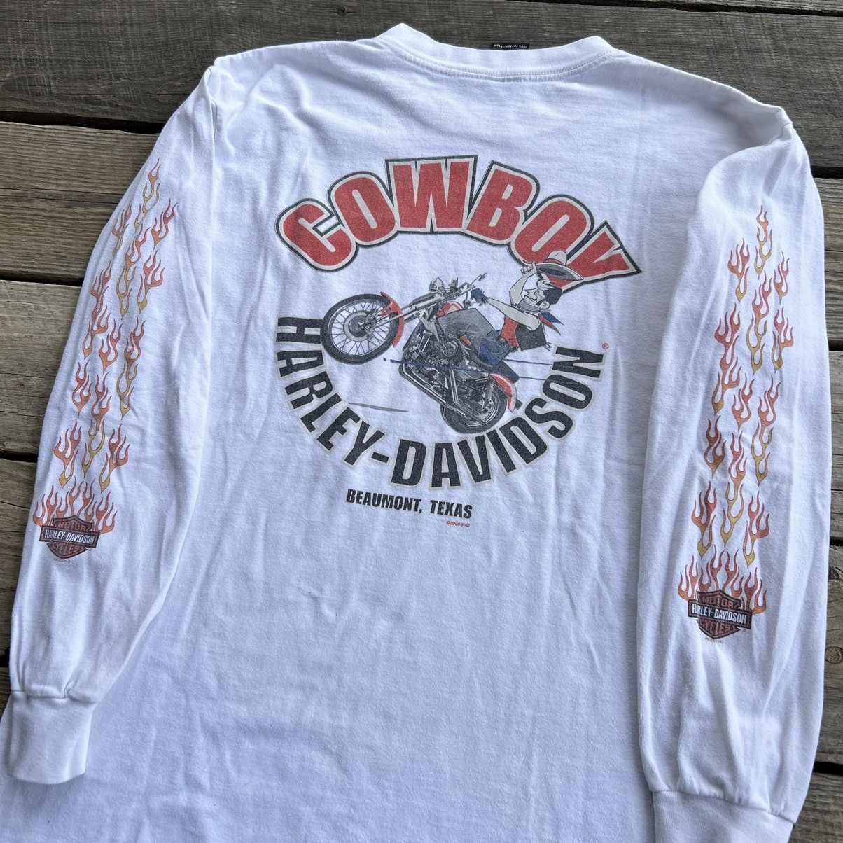 Harley Davidson Vintage 2000 Harley Davidson Flames Long Sleeve T Shirt Size US L / EU 52-54 / 3 - 3 Thumbnail