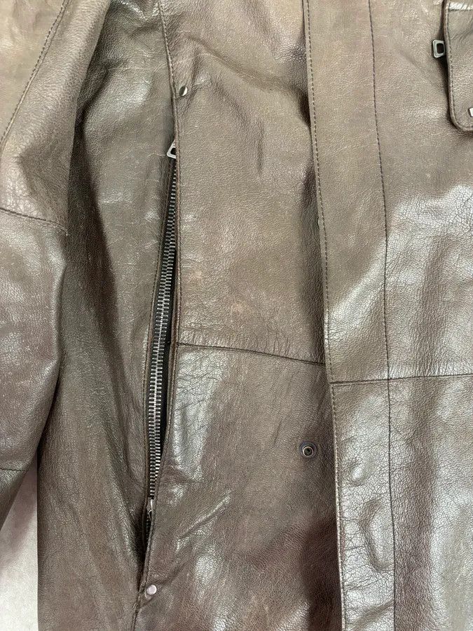 Prada 2000s Prada Brown Avant-Garde Leather Asymmetrical Jacket Size US M / EU 48-50 / 2 - 12 Thumbnail