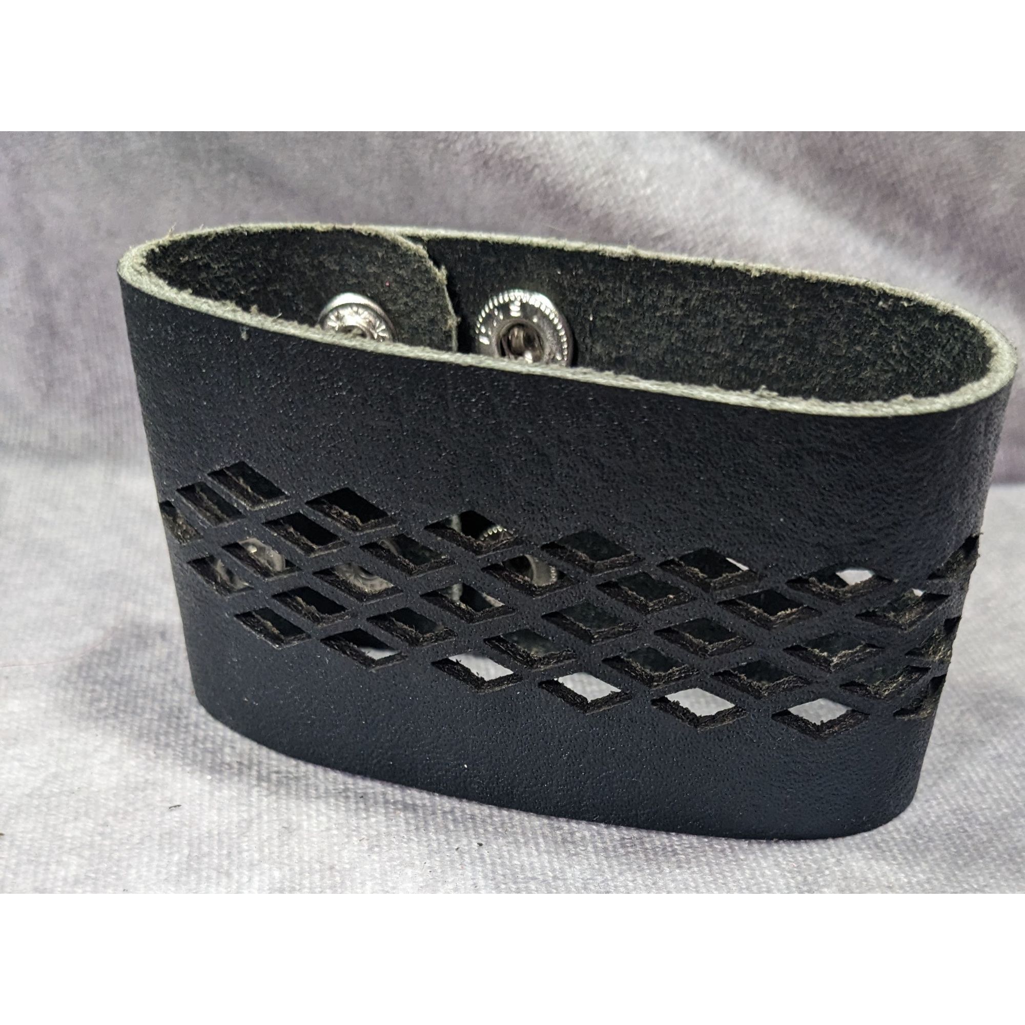 Other Gothic Black Faux Leather Lattice Cutout Bracelet Size ONE SIZE - 6 Thumbnail