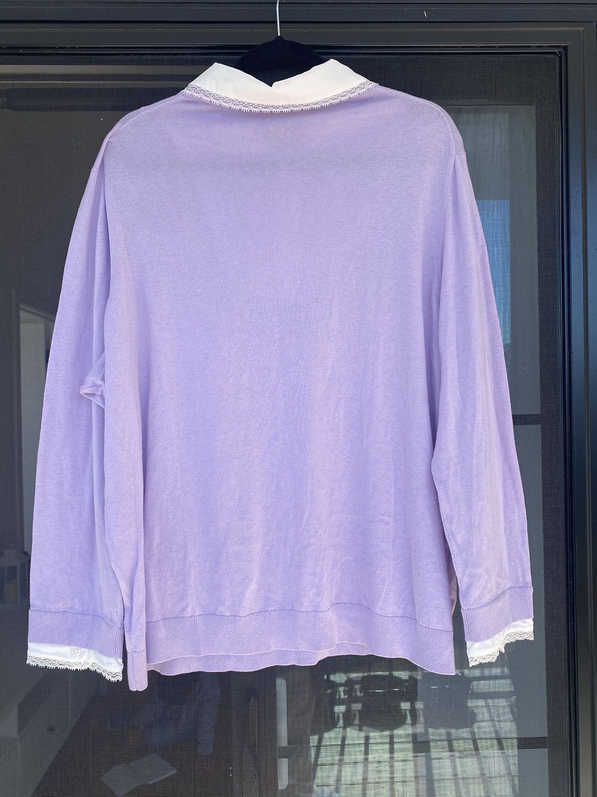 Talbots Sweater NWT Women 3XL Purple Attached Shirt Silk