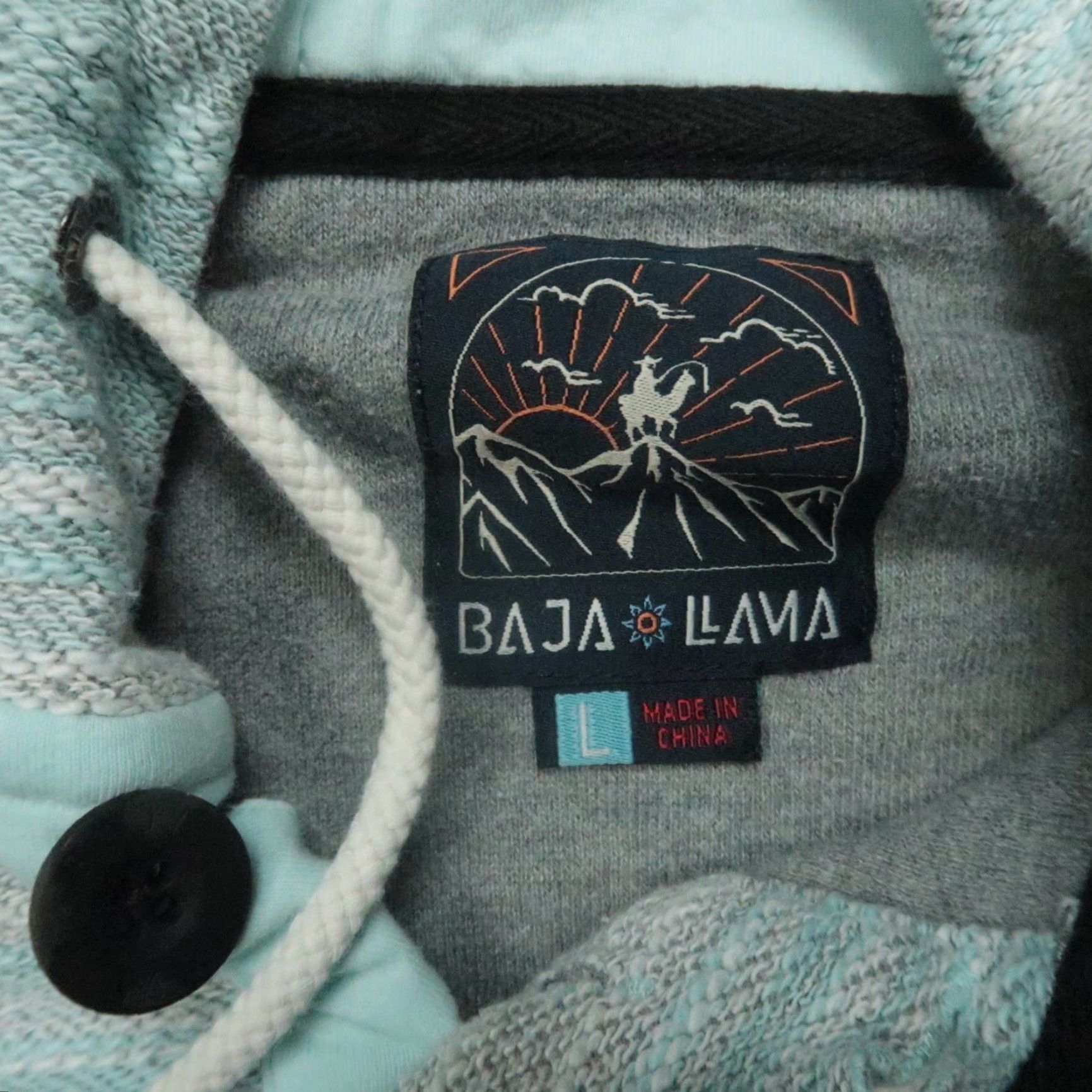 Vintage Baja Llama Hoodie Mens Large Blue Pullover Midweight Paamul Poncho French Terry Size US L / EU 52-54 / 3 - 3 Thumbnail