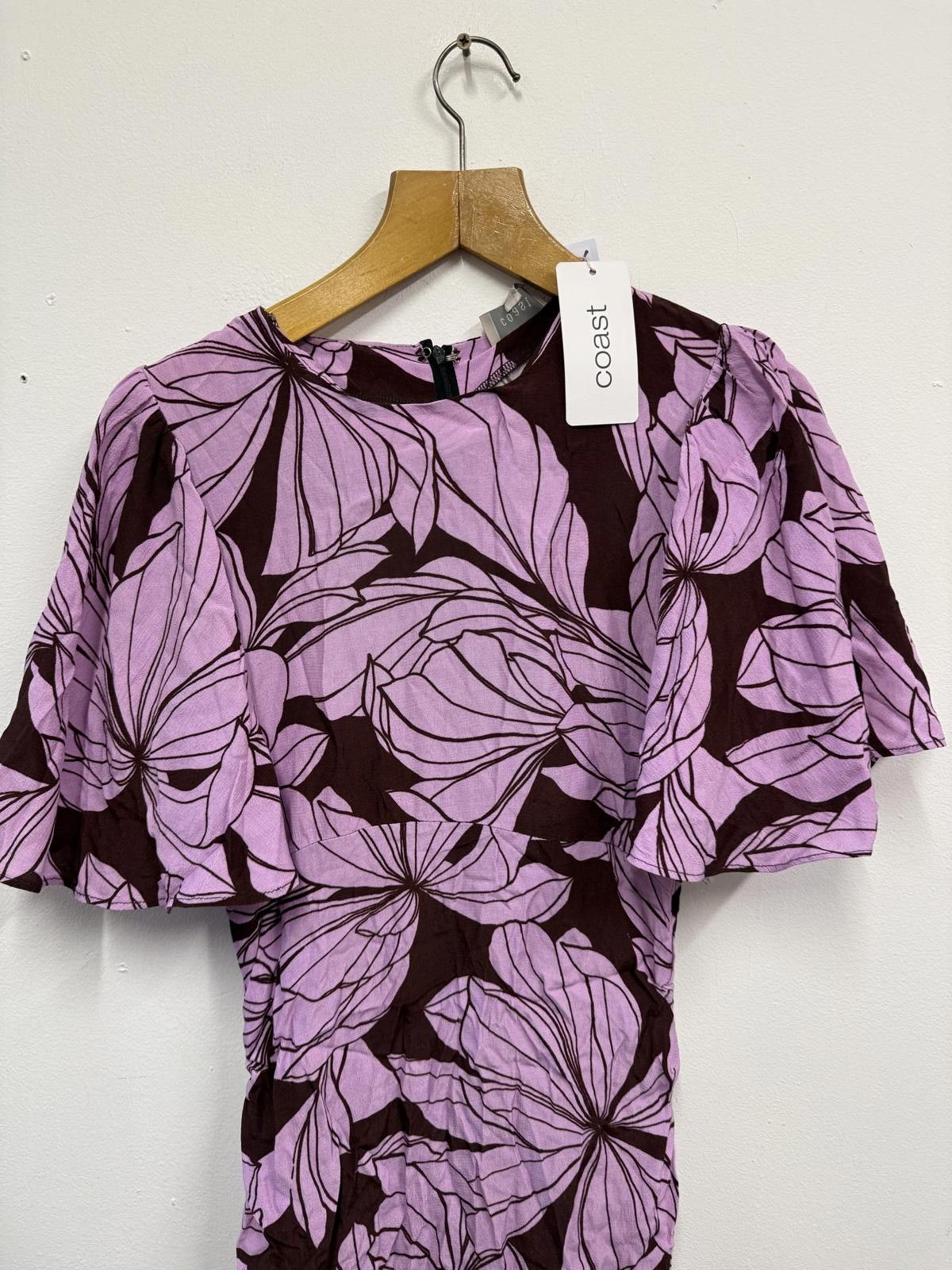 Jean Charles De Castelbajac Coast Purple Floral Midi Dress with Cape Sleeve Detail Size M / US 6-8 / IT 42-44 - 3 Thumbnail