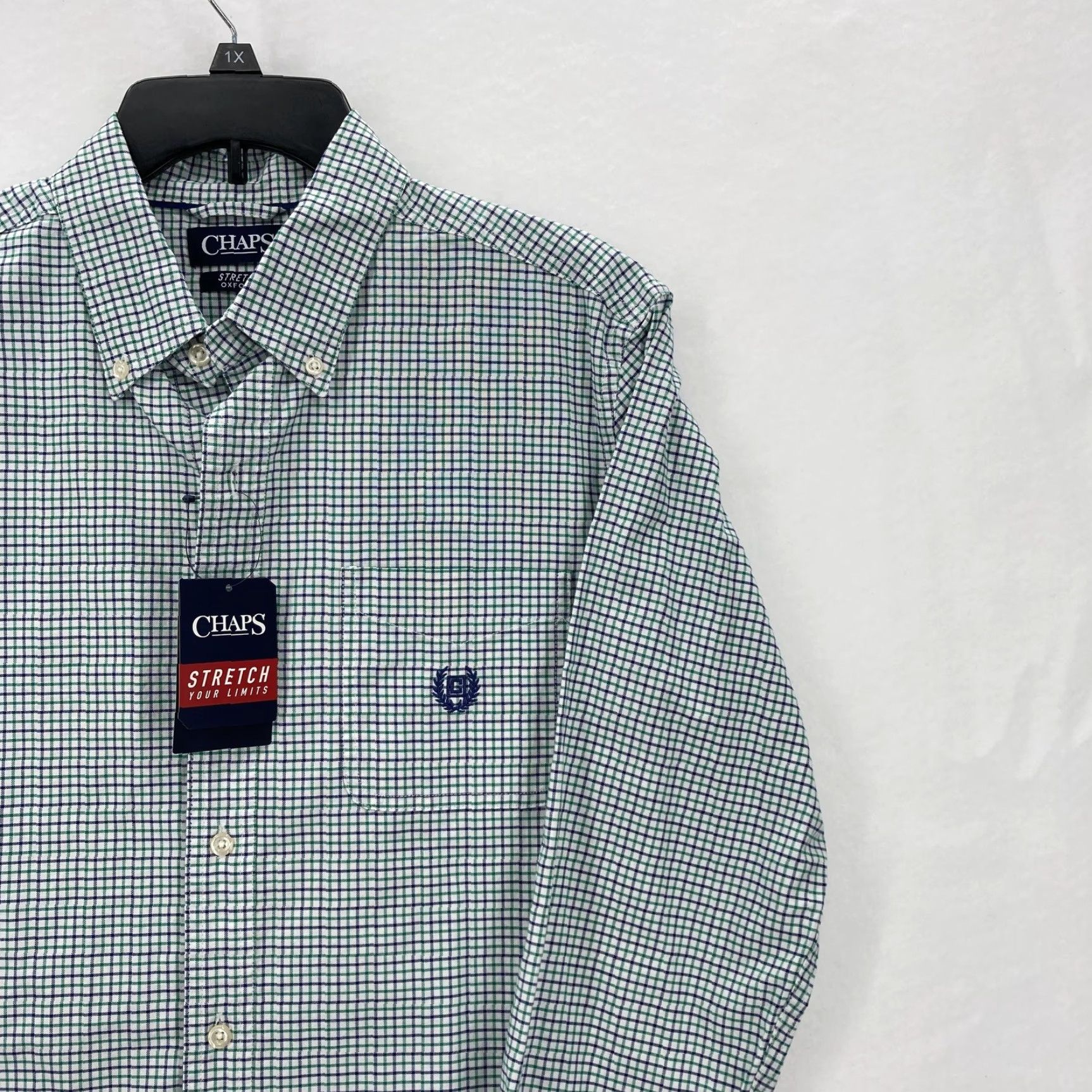 Chaps Chaps Shirt Mens Medium Green Blue Plaid Stretch Oxford Button-Down Long Sleeve Size US M / EU 48-50 / 2 - 2 Thumbnail