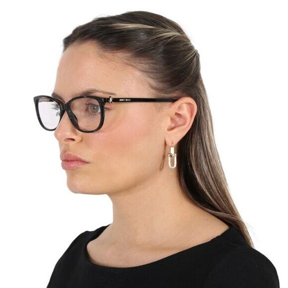 Jimmy Choo Jimmy Choo JC308 0DXF 00 Eyeglasses Shiny Black/Gold 54mm Size ONE SIZE - 3 Thumbnail