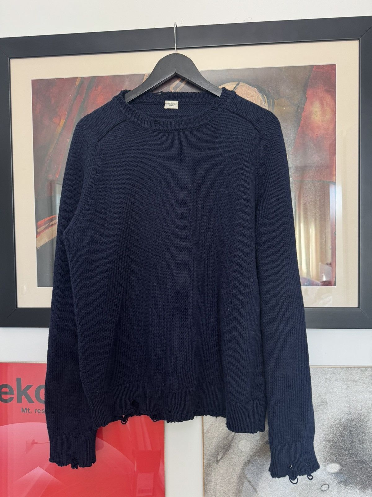 トップス Saint Laurent FW23 / Destroyed Sweater SAINT LAURENT | Destroyed Knit Sweater | Men | Noir 1000