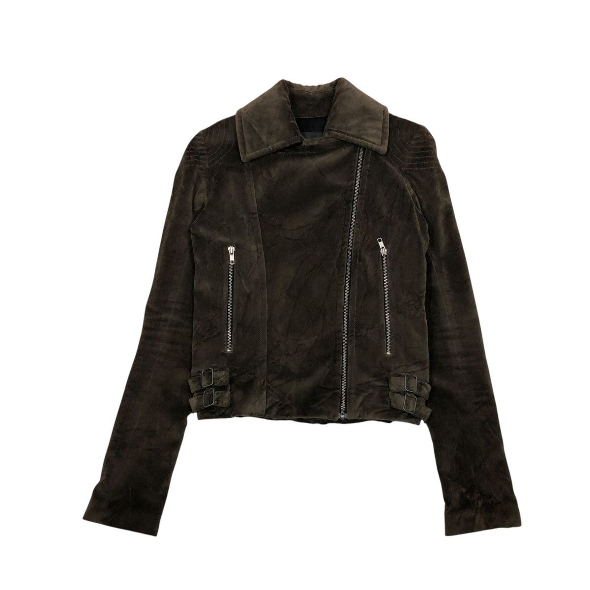 Haider Ackermann 🔥RICH BROWN CROPPED CHORE BIKER JACKET DOUBLE COLLAR Size US S / EU 44-46 / 1 - 2 Thumbnail
