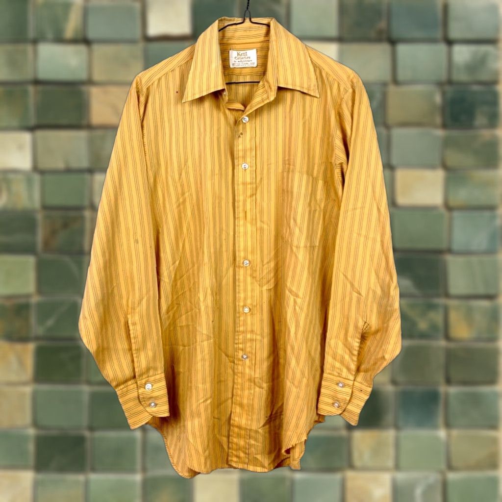 Arrow Vintage Arrow Drake II Sanforized Button Front Shirt 1950s Kent Collection Yellow 15 32 Mens Mens? Size US M / EU 48-50 / 2 - 1 Thumbnail