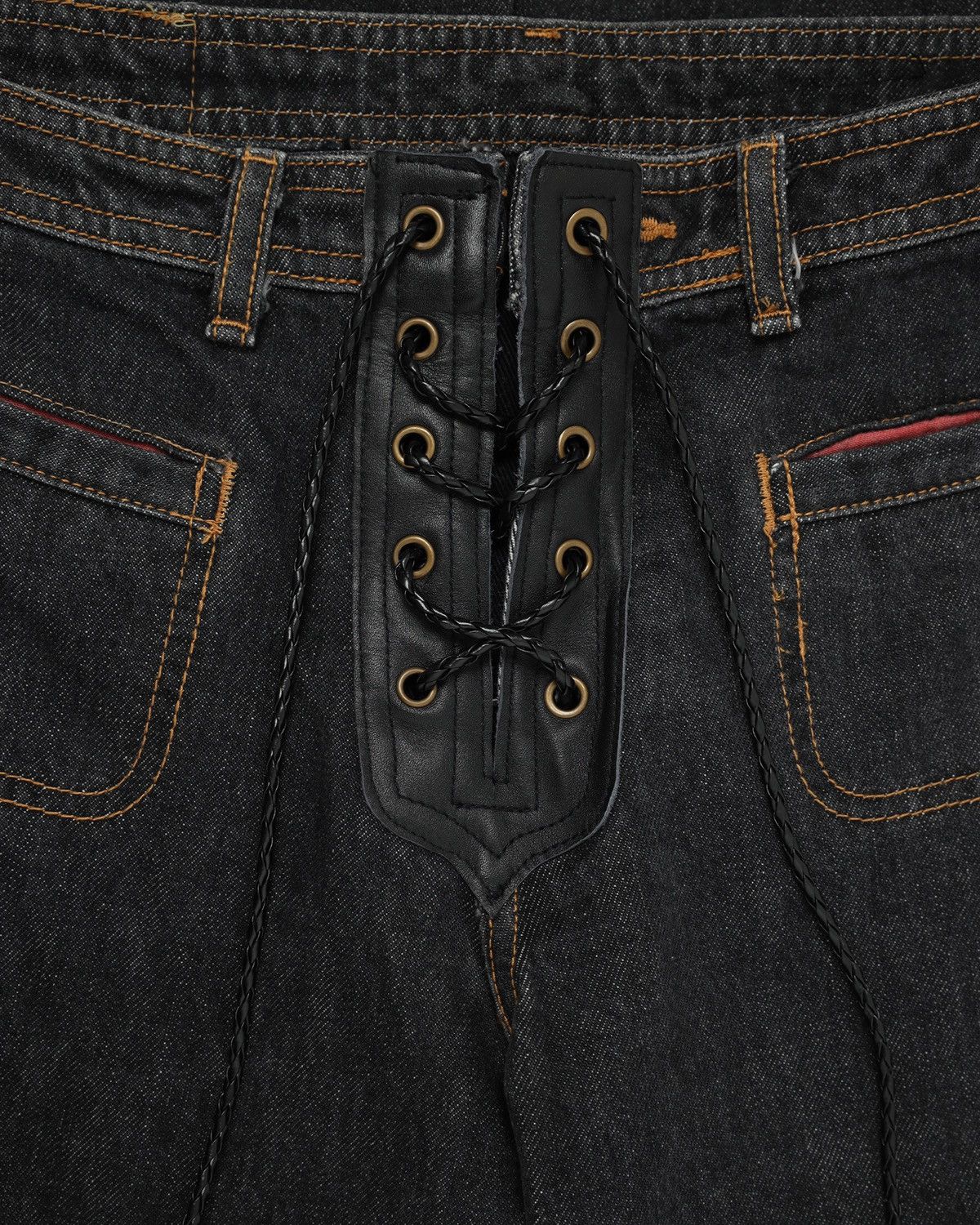 Japanese Brand × Le Grande Bleu (L.G.B.) × Tornado Mart ALBA ROSA lace-up leather flare jeans Size US 27 - 3 Thumbnail