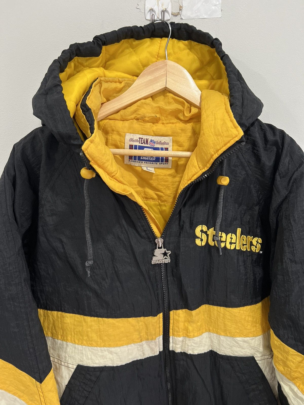 Starter Vintage 90s Pittsburgh Steelers Starter Jacket Zip Up Size US L / EU 52-54 / 3 - 3 Thumbnail