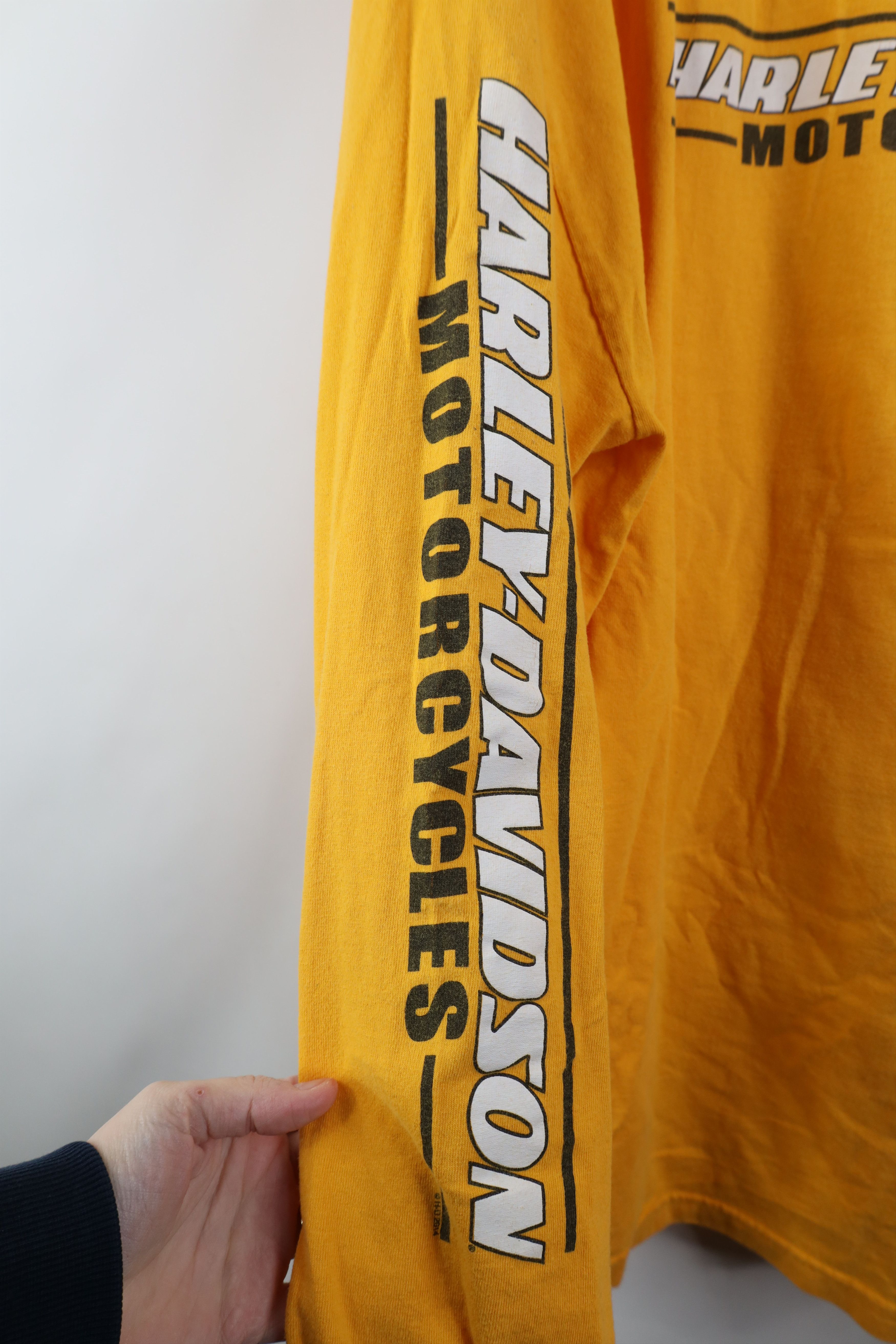 Harley Davidson Vintage Y2K Harley Davidson Spell Long Sleeve T-Shirt Yellow Size US XXL / EU 58 / 5 - 12 Thumbnail