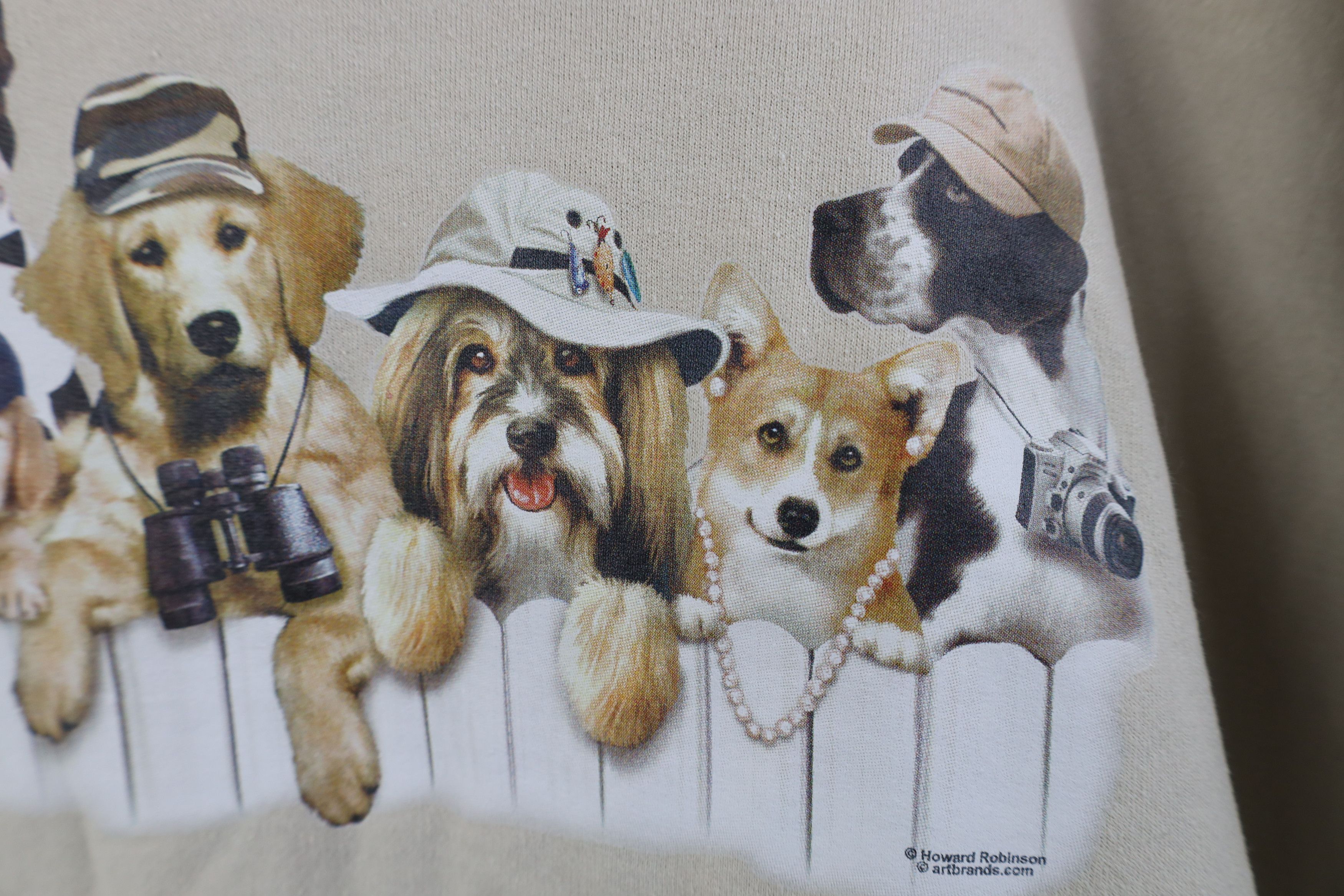 Vintage Vintage 90s Y2K Streetwear Puppy Crewneck Sweatshirt Beige Size 3XL / US 20-22 - 6 Thumbnail