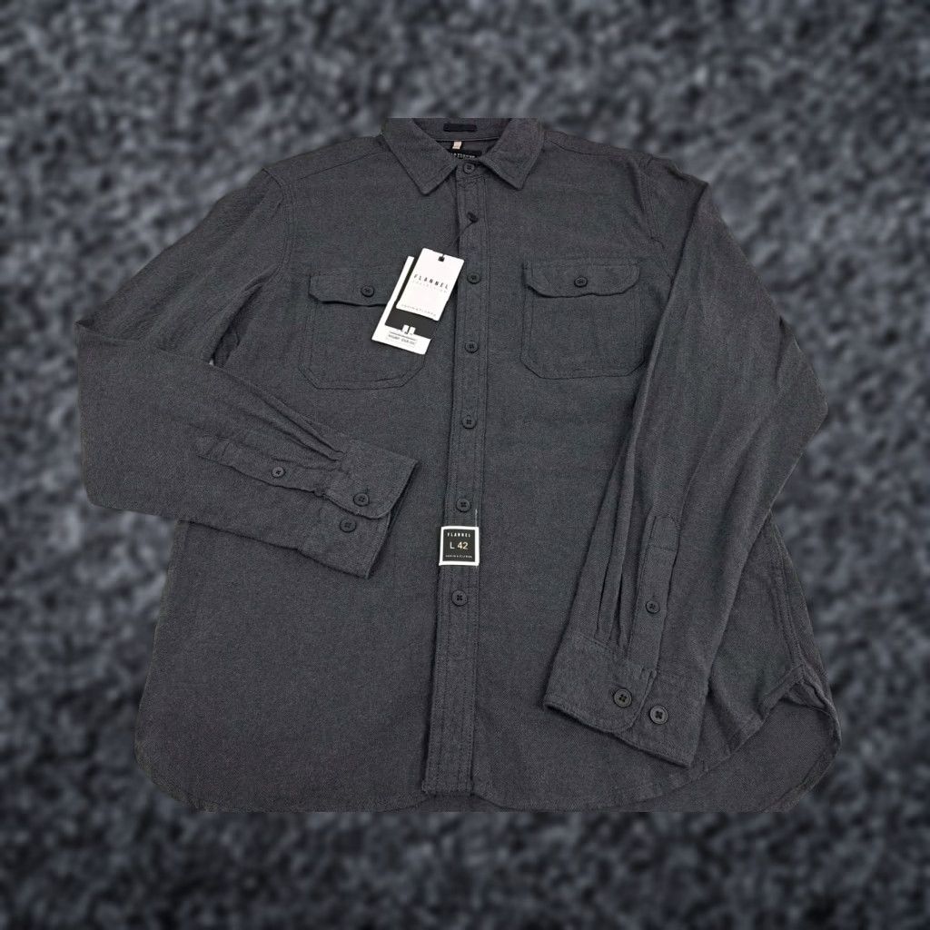 Denime Denim & Flower Shirt Button-Up Flannel L Dark Grey Long Sleeve Mens Regular Collared Pocketed Size US L / EU 52-54 / 3 - 1 Thumbnail