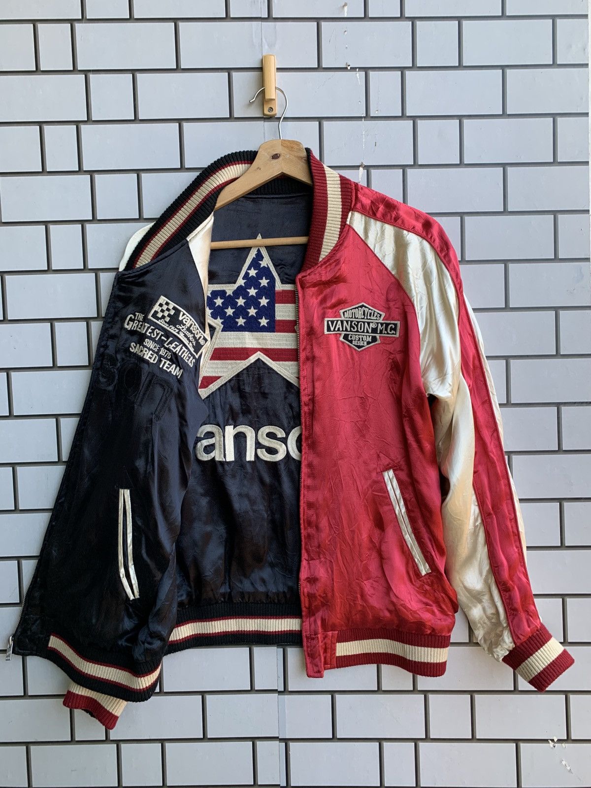 Japanese Brand Vintage Sukajan Vanson Leathers Reversible Jacket Size US M / EU 48-50 / 2 - 12 Thumbnail