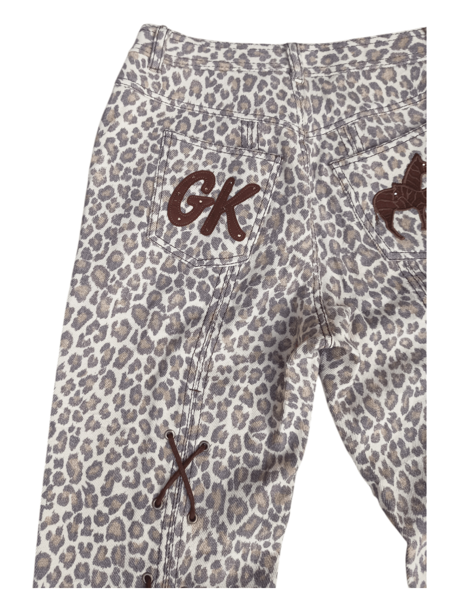 Japanese Brand GK Leopard Design Lace Up Flare Pants Size 24" / US 00 / IT 34 - 9 Thumbnail