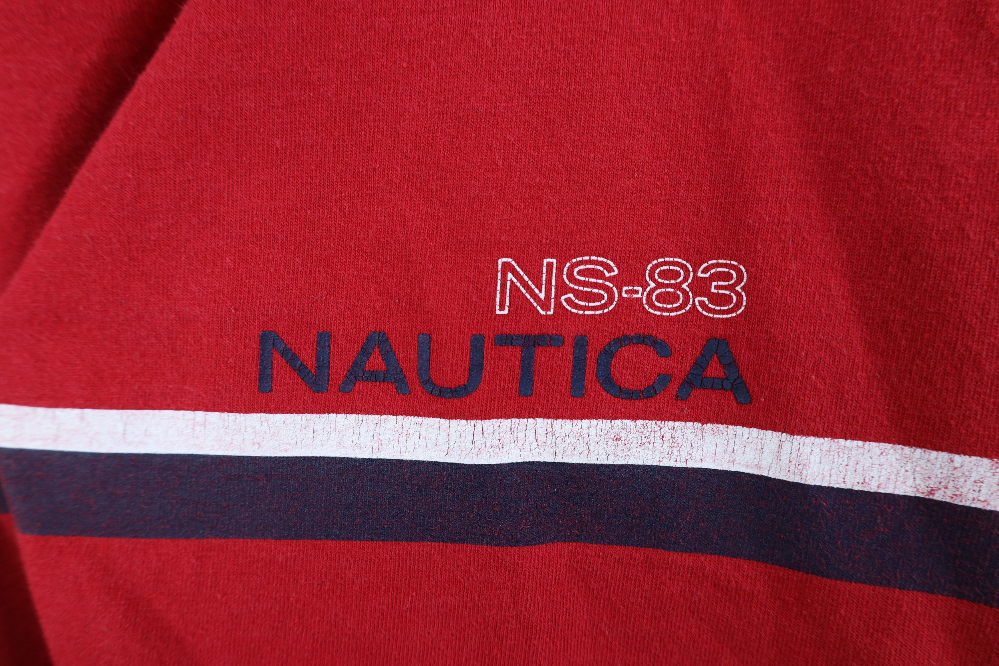 Nautica Vintage 90s Nautica Spell Out Long Sleeve T-Shirt Red Cotton Size US XL / EU 56 / 4 - 4 Thumbnail