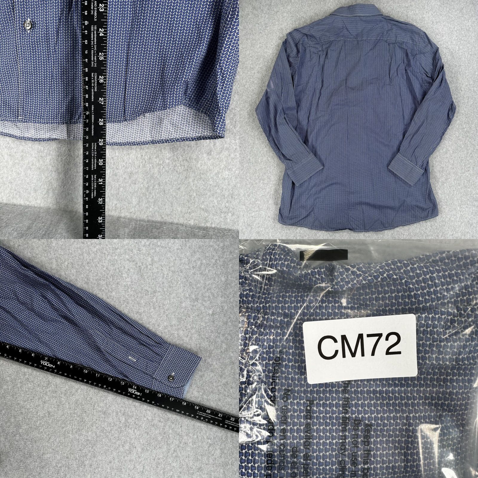 Ermenegildo Zegna Ermenegildo Zegna Dress Shirt Mens L Blue Geometric Spread Collar Long Sleeve Size 42R - 8 Thumbnail