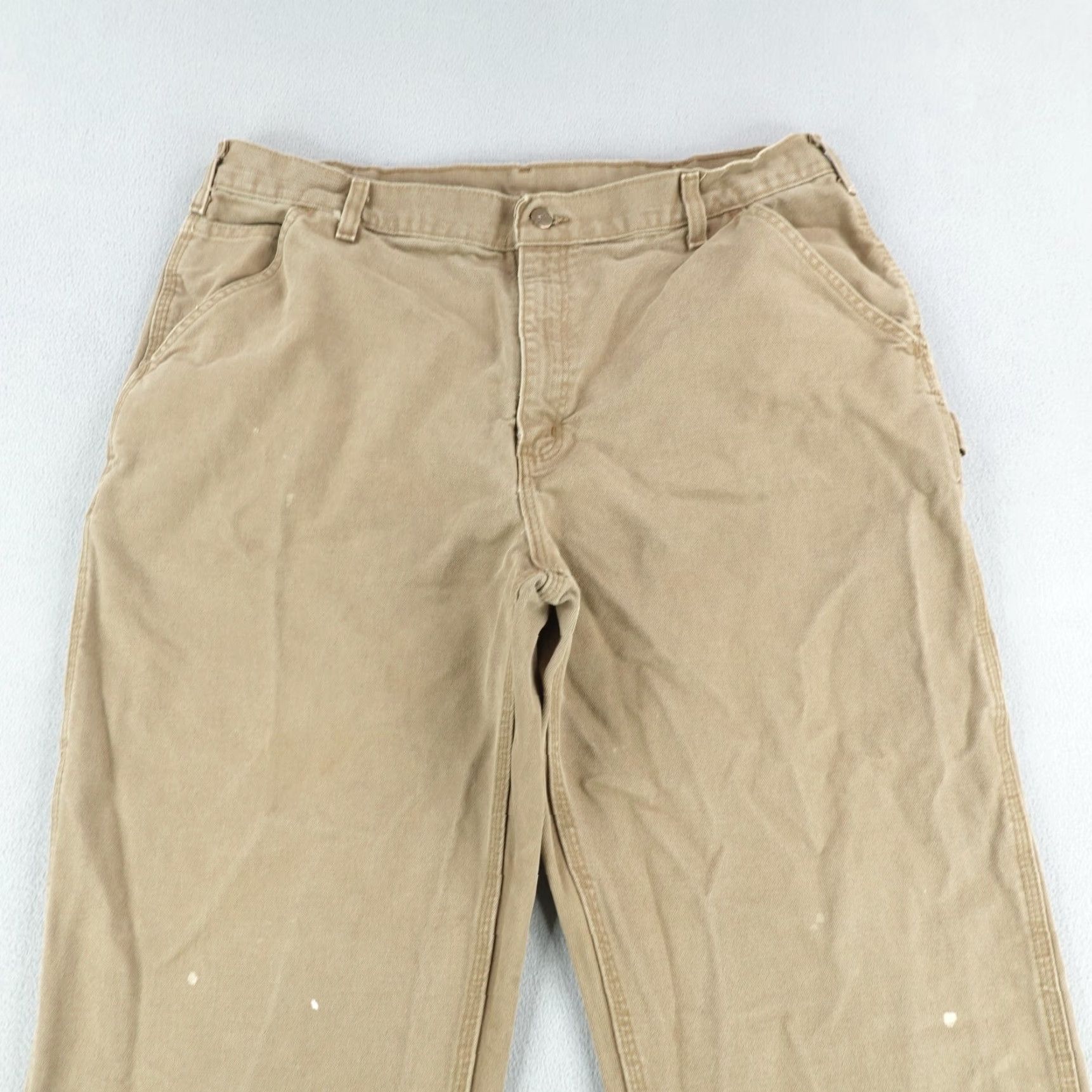 Carhartt VINTAGE Carhartt Pants Mens 40x30 Brown Washed Canvas Dungaree Fit Workwear Carpenter Regular Inseam 28" Brown Mens Size US 38 / EU 54 - 2 Thumbnail