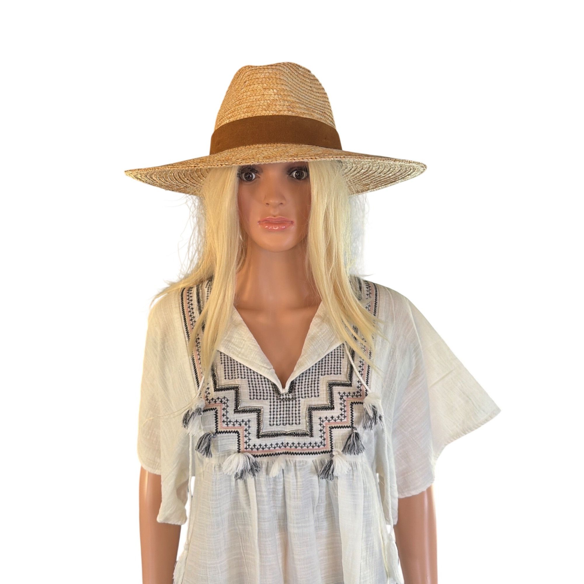 Other NWT Gigi Pip Isla Straw Fedora Hat S/M 57cm Adjustable Wide Size ONE SIZE - 12 Thumbnail