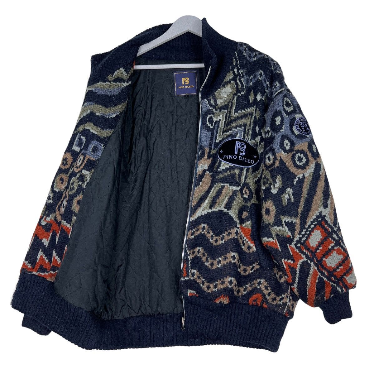 Aran Isles Knitwear 🔥 PINO BAZZO COLOR WAY KNITTED BOMBER JACKET Size US L / EU 52-54 / 3 - 10 Thumbnail