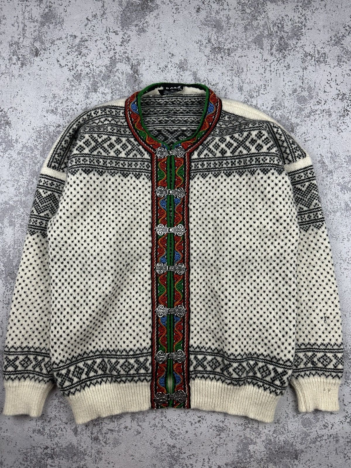 Vintage Rare RAUMA Norwegian Cardigan 100% Pure Wool Knit Size US L / EU 52-54 / 3 - 1 Thumbnail