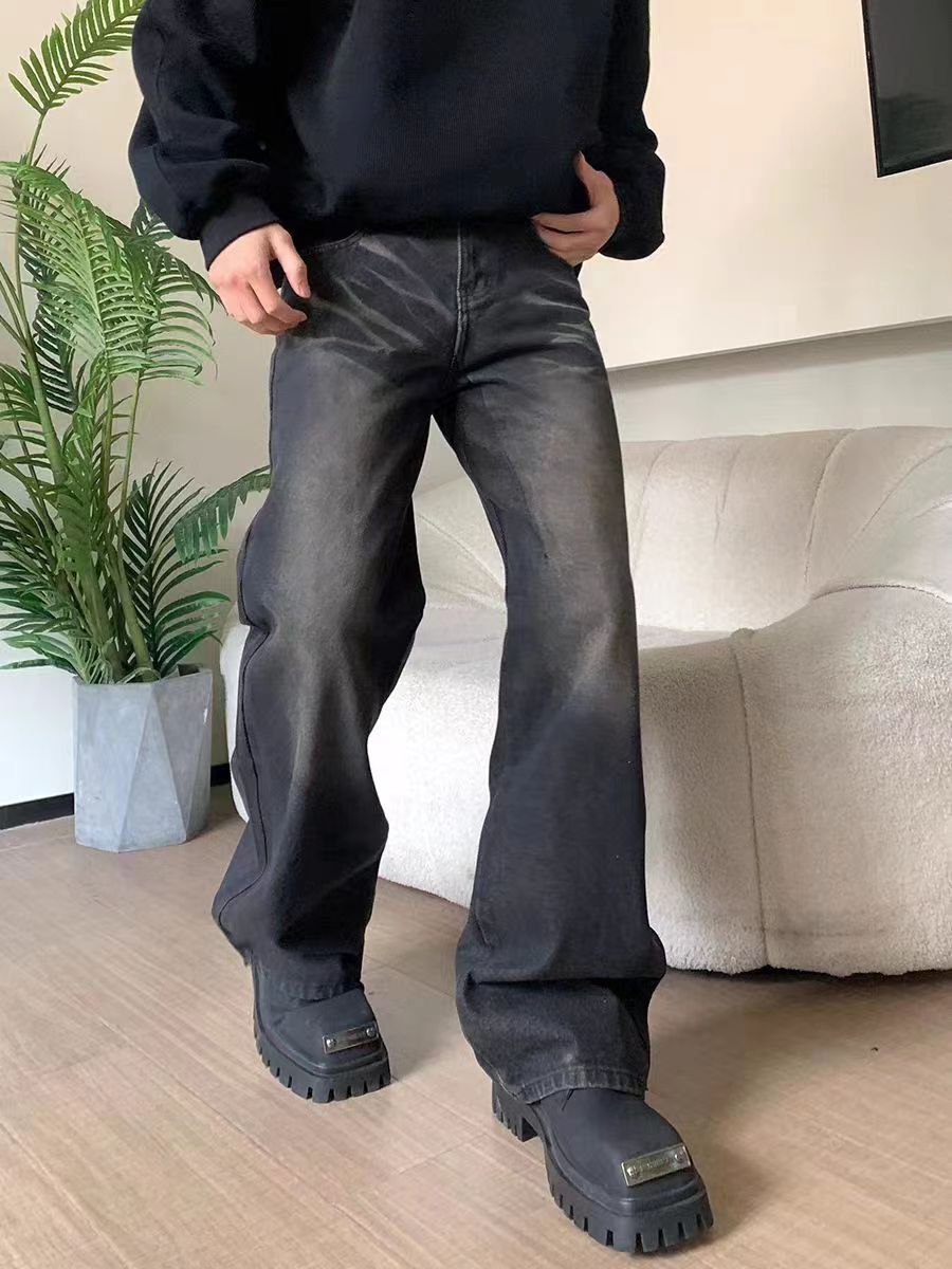 Japanese Brand × Jean Vintage Washed Faded Wide Leg Black Jeans Size US 28 / EU 44 - 2 Thumbnail