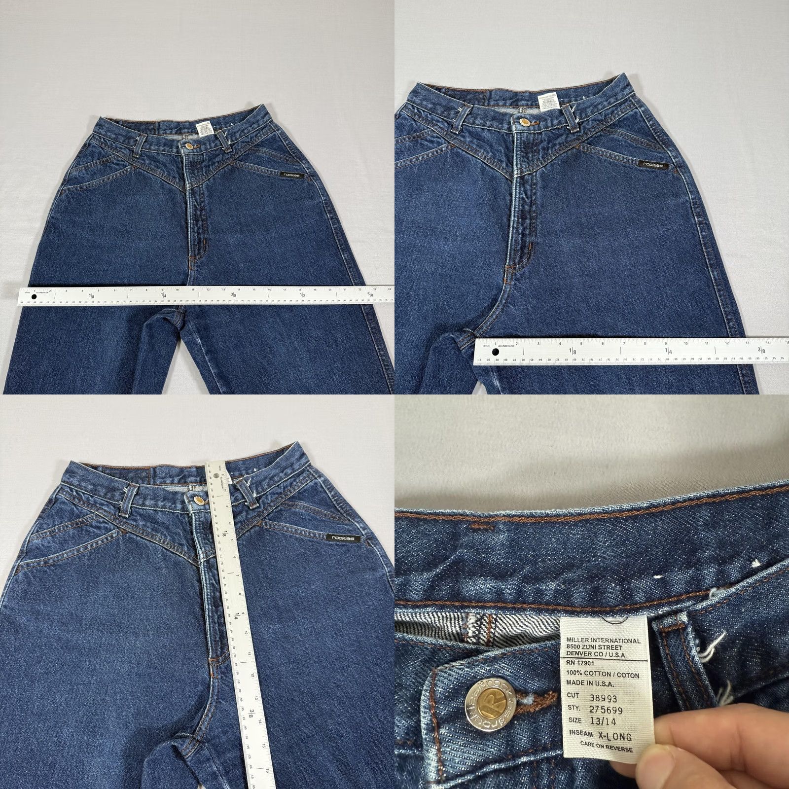 Vintage VINTAGE Rocky Mountain Jeans Womens 13 Blue Bare Back Slim Fit Denim Pants 90s Size 34" / US 12 / IT 48 - 8 Thumbnail
