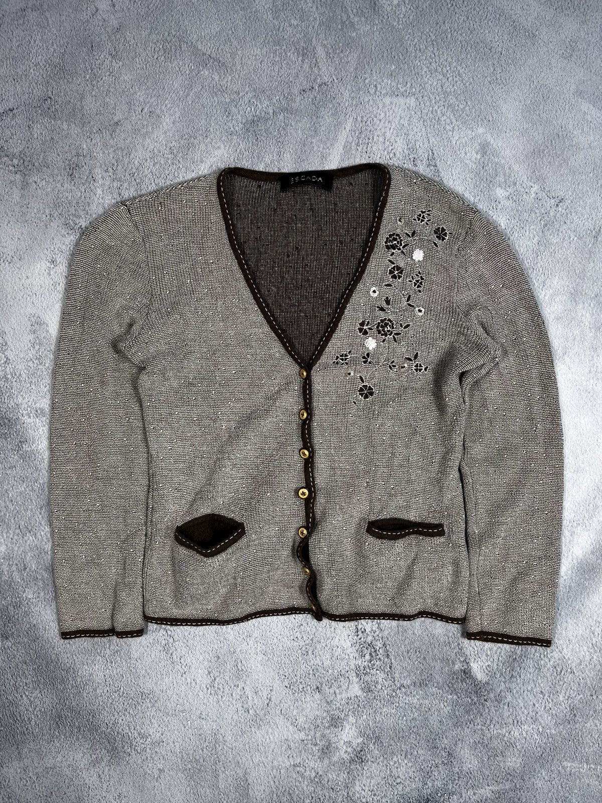 Escada Vintage Escada wool floral retro style cardigan size S Size XS / US 0-2 / IT 36-38 - 1 Thumbnail