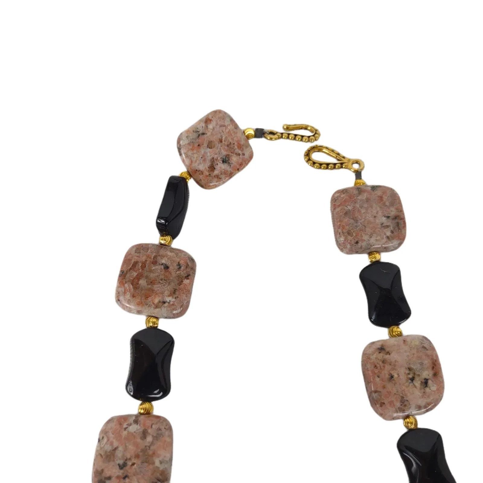 Vintage Speckled Jasper & Black Tourmaline Stone 22" Necklace Size ONE SIZE - 4 Thumbnail