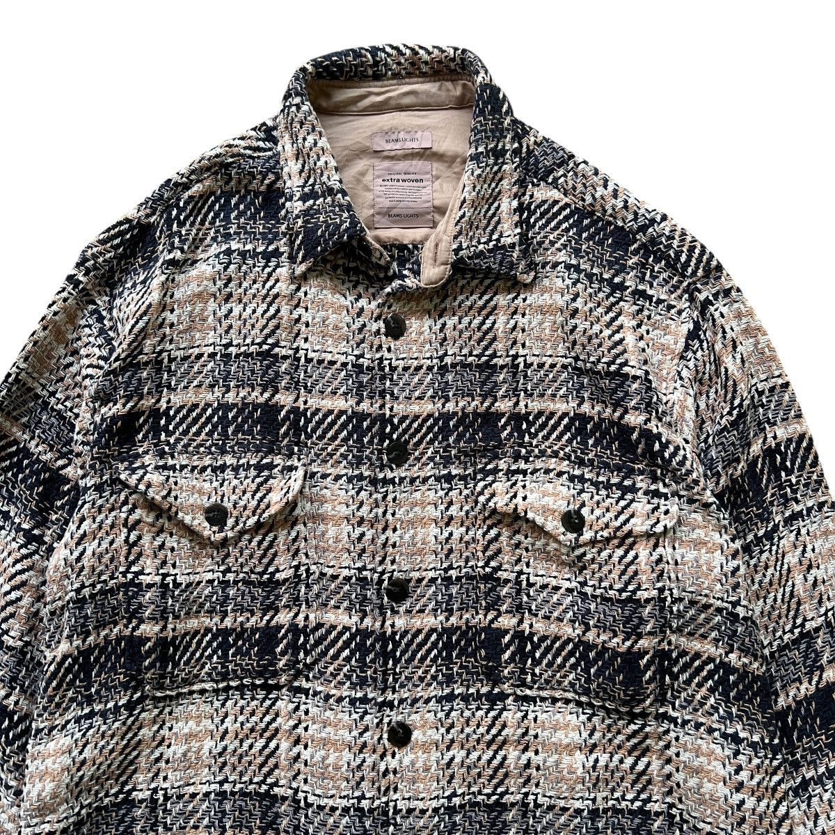 Beams Japan 🔥 Beams Shadow Plaid Knit Cpo Shirt Jacket Size US M / EU 48-50 / 2 - 3 Thumbnail