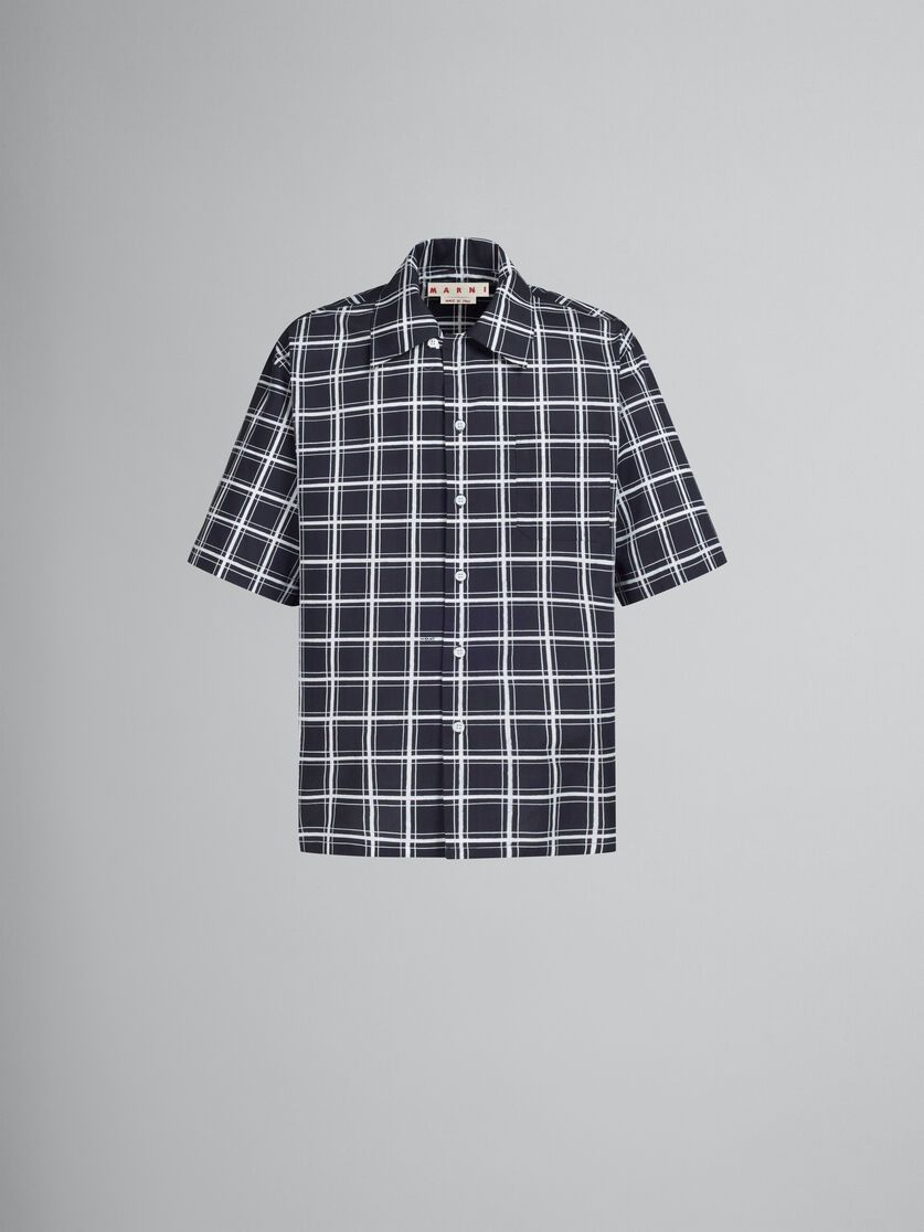 o1w1db10125 Checked Poplin Bowling Shirt in Black