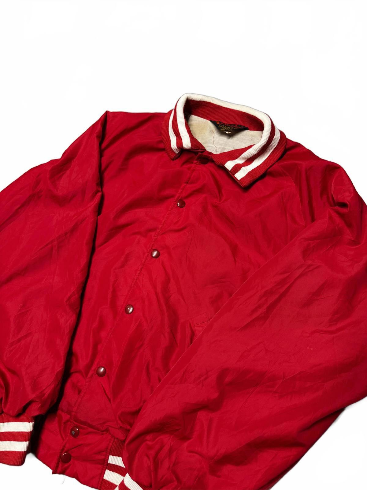 Unknown London Men's Red Varsity Jacket with Striped Cuffs and Collar Size US XL / EU 56 / 4 - 3 Thumbnail