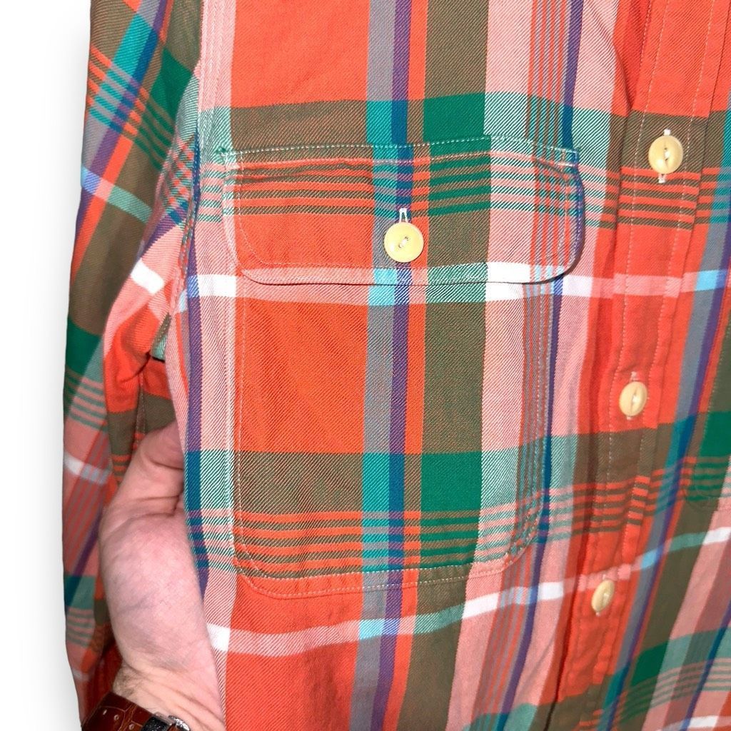 Polo Ralph Lauren Polo Ralph Lauren Orange Custom Fit Flannel Button Up S Size US L / EU 52-54 / 3 - 4 Thumbnail