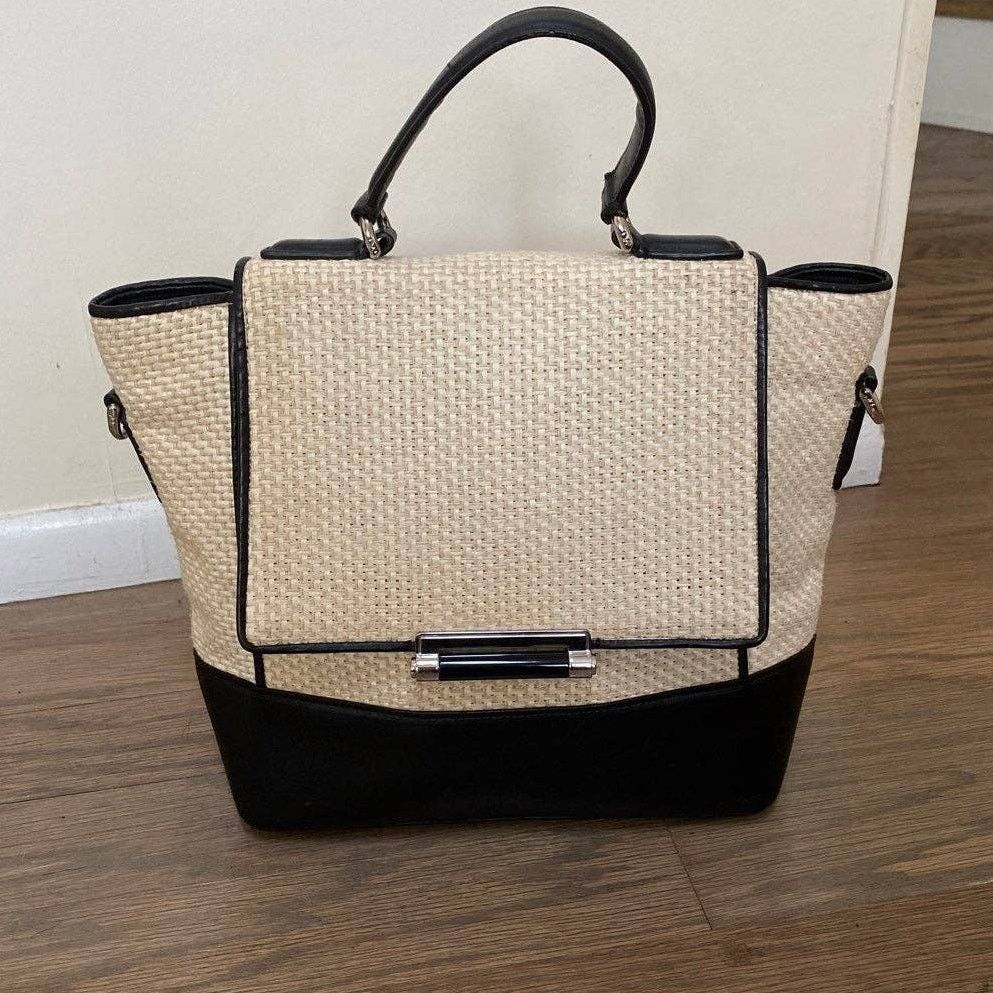 Diane von Furstenberg Diane Von Furstenberg Woven Rattan and Black Leather Satchel Size ONE SIZE - 1 Thumbnail
