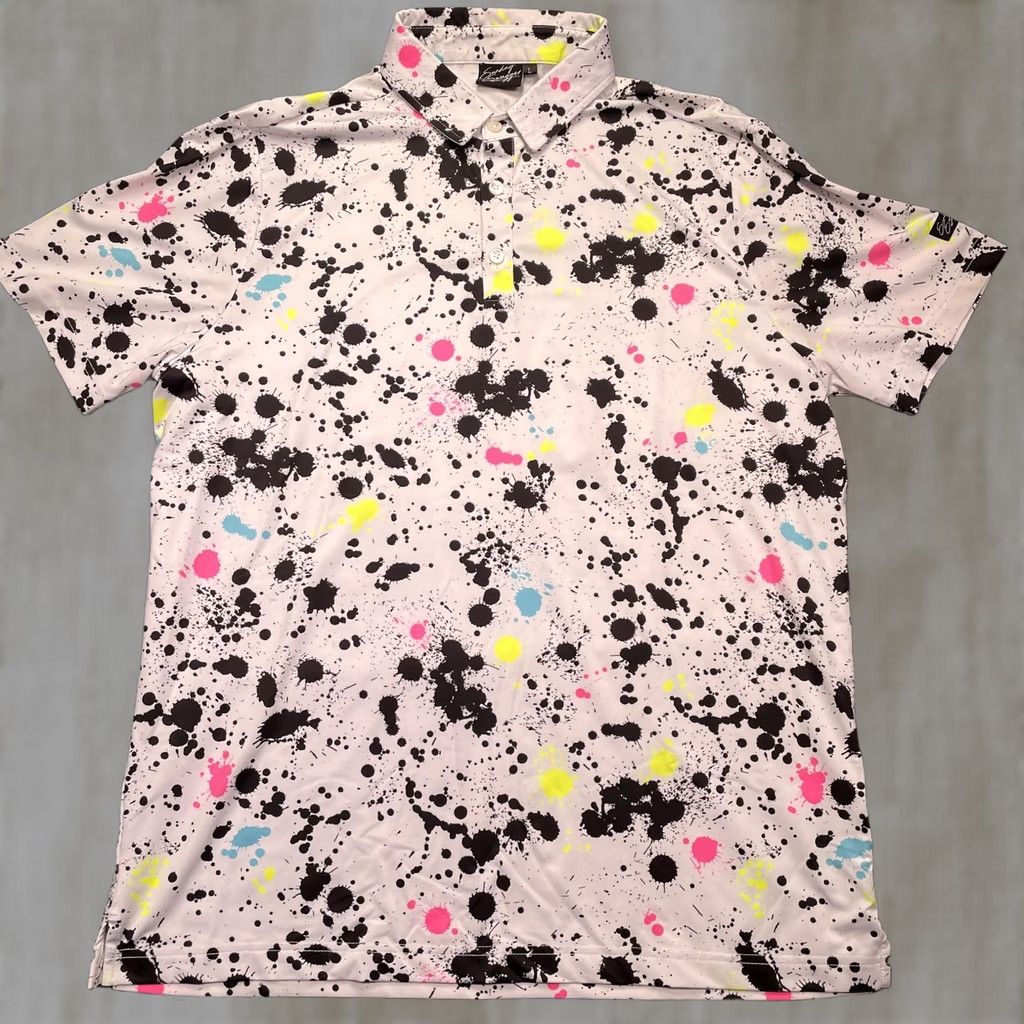 Vintage Sunday Swagger Polo Shirt Mens Large Paint Splatter Golf Performance Stretch Size US L / EU 52-54 / 3 - 1 Thumbnail