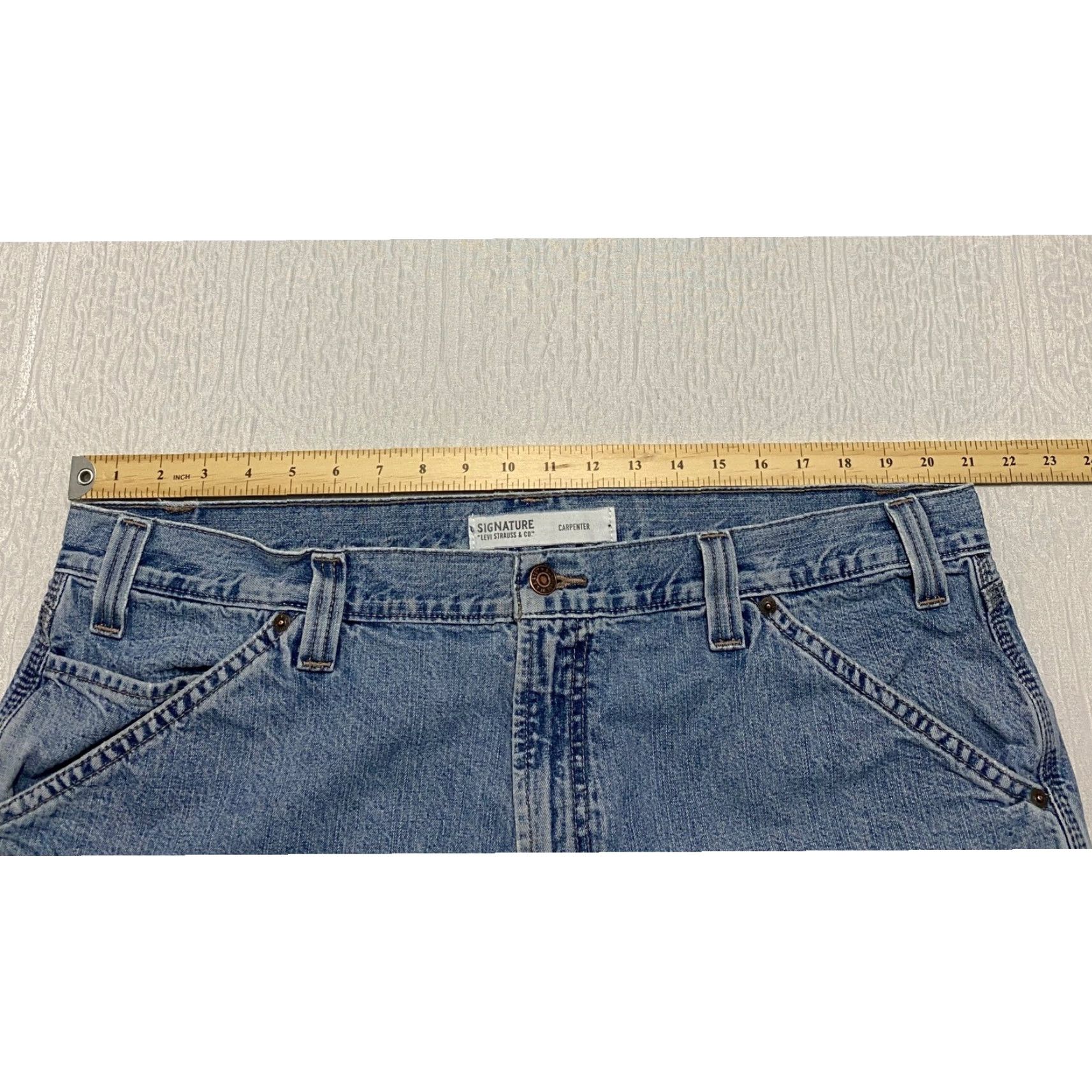 Vintage Levi Strauss Signature Carpenter Jeans Light Wash Denim Mens Size 40x29 Wide Leg Relaxed Fit Workwear Denim Pants Jeans Mens 40 29 blue Carpenter Size US 40 / EU 56 - 6 Thumbnail