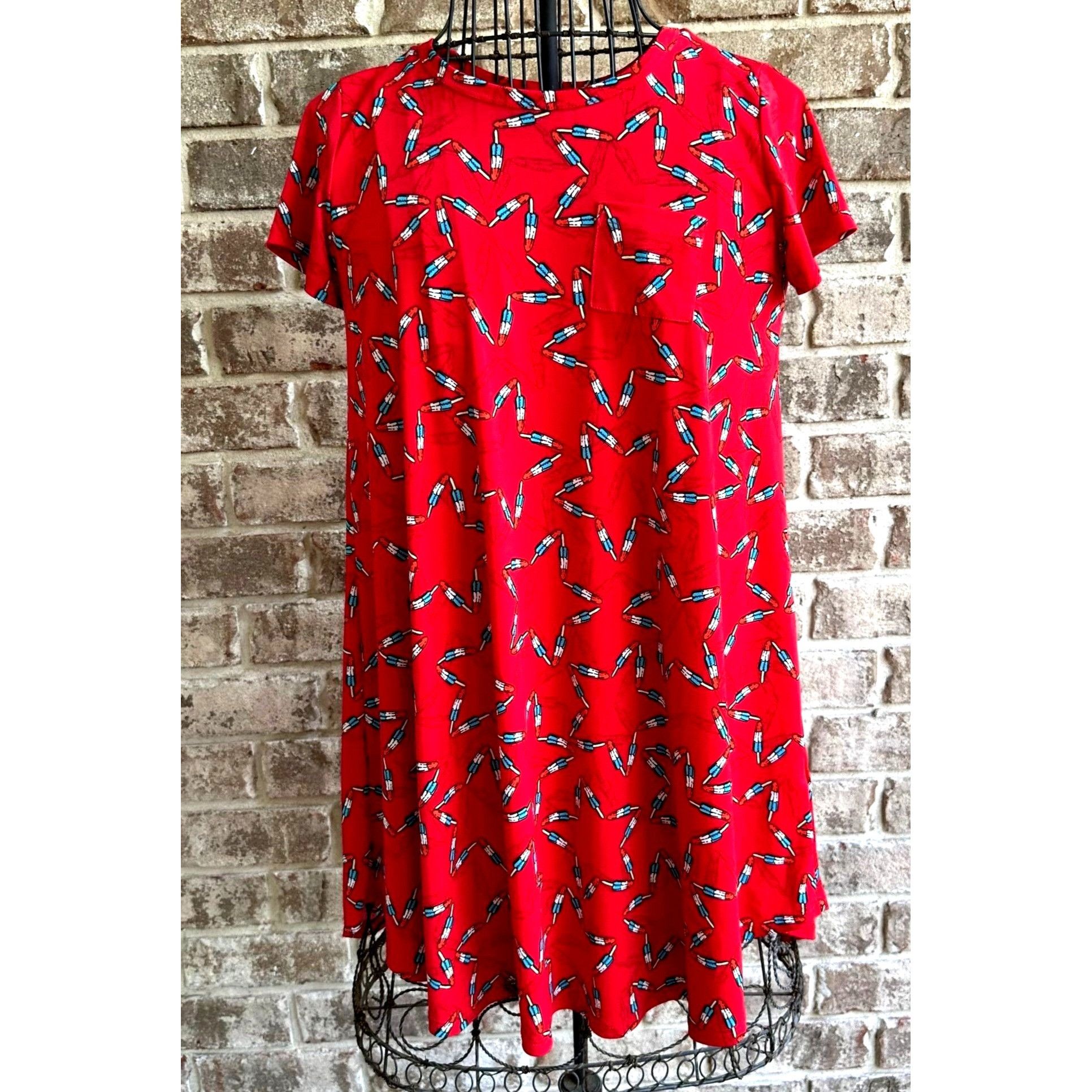 Other NWOT LulaRoe Irma Stars Popsicles Top 10 Red Hi Low Patr Size L / US 10 / IT 46 - 1 Thumbnail