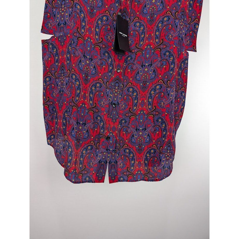 Saint Laurent Paris o1rshd1 Chemise Sans Manches Silk Sleeveless Shirt in Blue Size US L / EU 52-54 / 3 - 9 Thumbnail