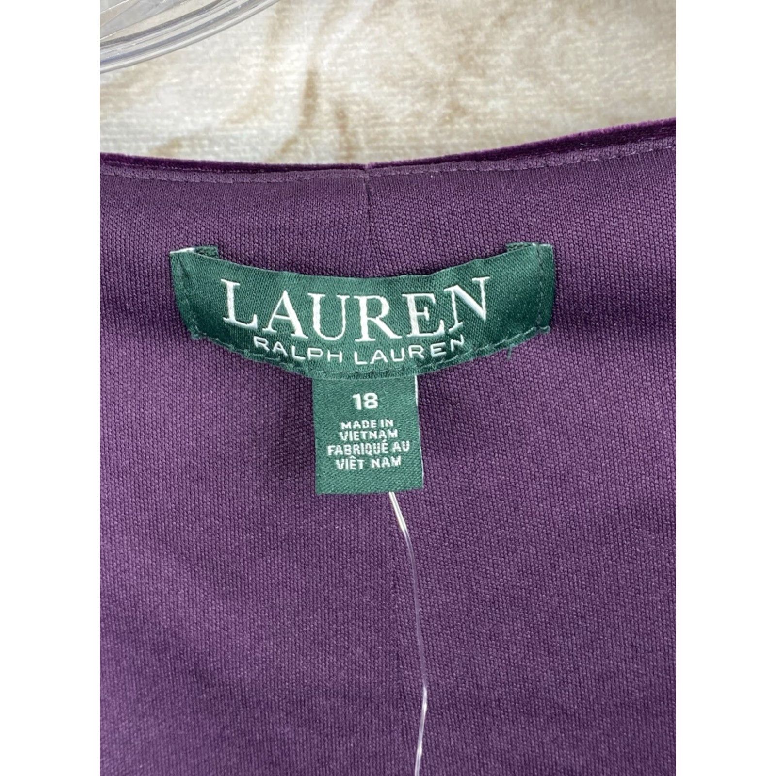 Ralph Lauren Lauren Ralph Lauren Dress 18 Purple Velvet Stretch Surplice Long Sleeve NWT Size XXL / US 16-18 / IT 52-54 - 3 Thumbnail