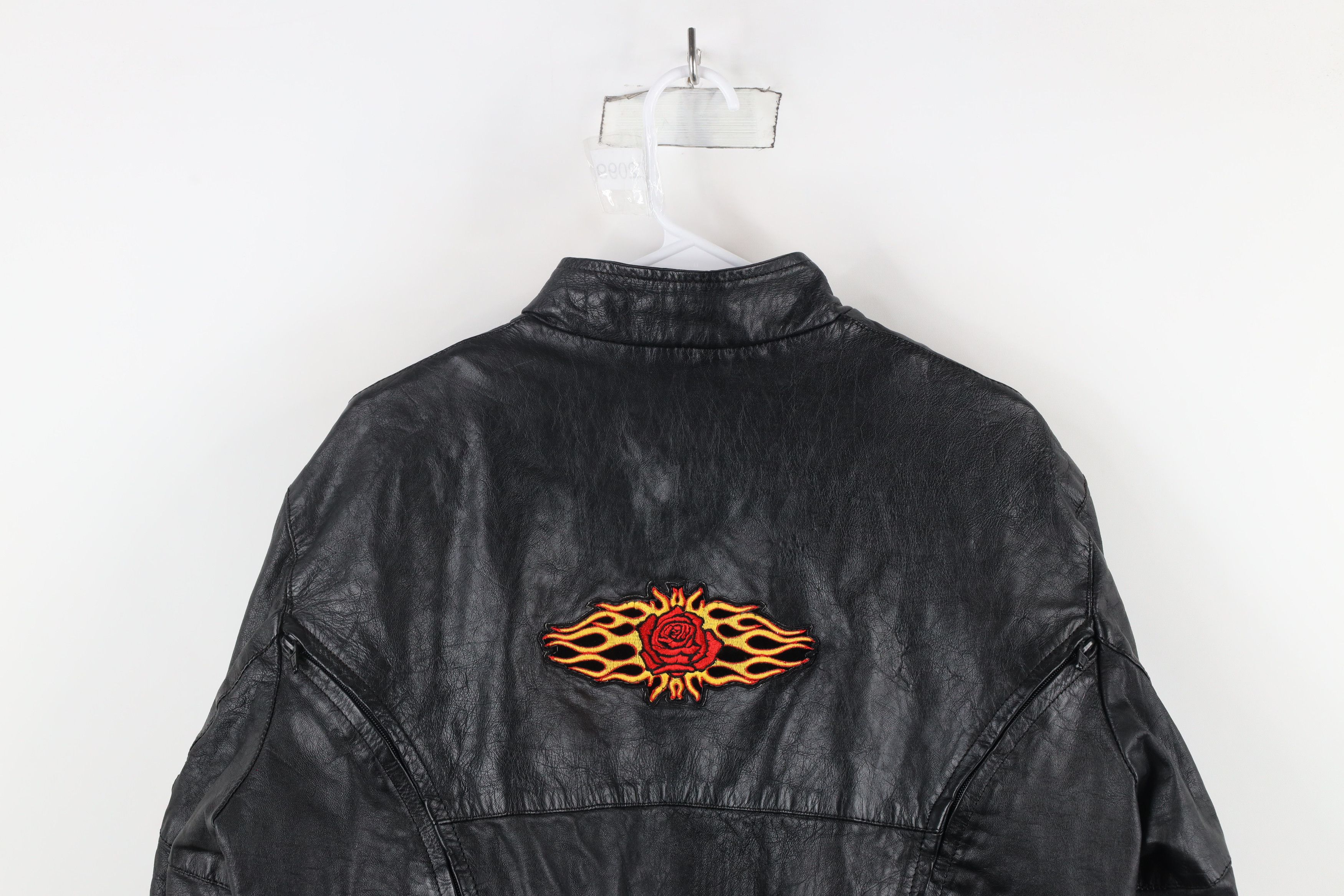 Vintage Vintage 90s Streetwear Fire Flames Leather Bomber Jacket Size XL / US 12-14 / IT 48-50 - 14 Thumbnail