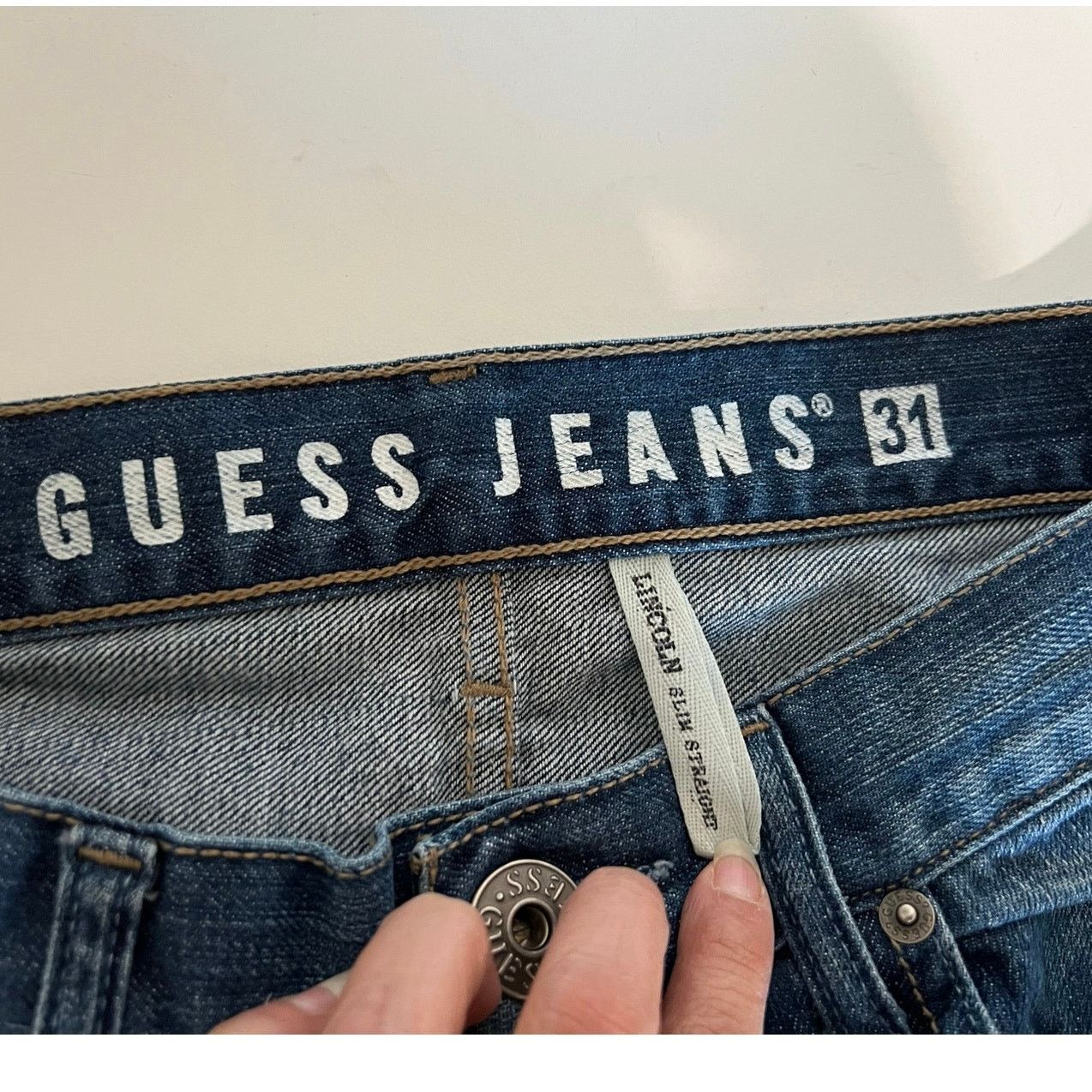 Guess Mens Jeans 31 x 32 Lincoln Slim Straight Leg Faded Whiskered Size US 31 - 17 Thumbnail