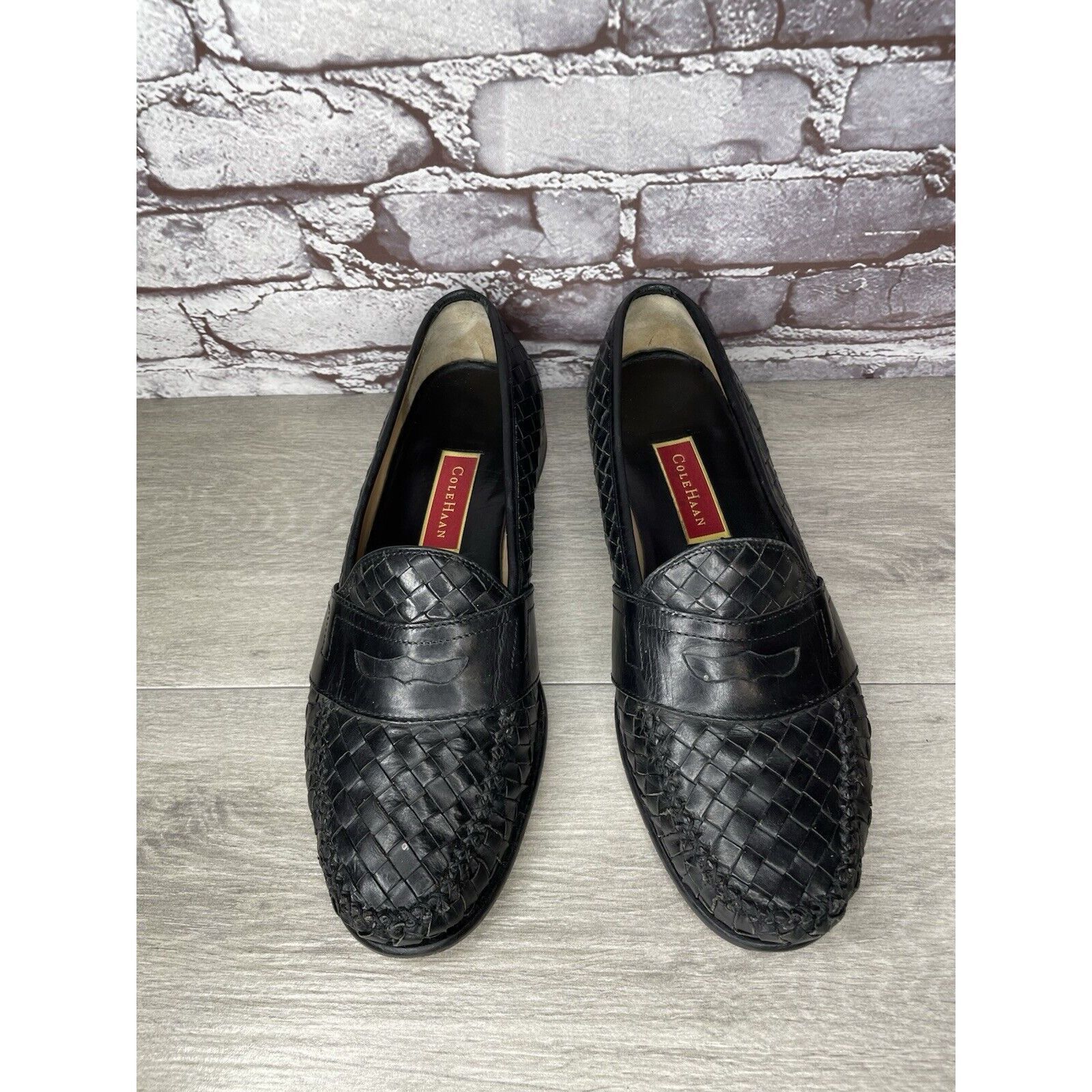 Cole Haan Cole Haan Black Leather Basket Weave Penny Loafers Dress Sho Size US 12 / EU 45 - 10 Thumbnail