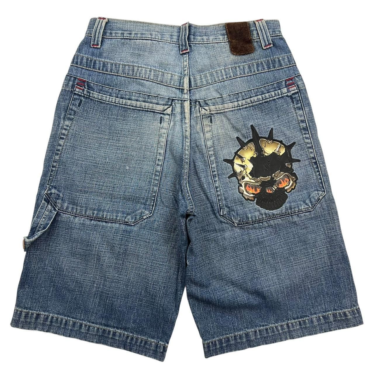 JNCO Vintage Jnco Skull Baggy Denim Shorts / Jorts - Waist: 30” Size US 30 / EU 46 - 1 Thumbnail