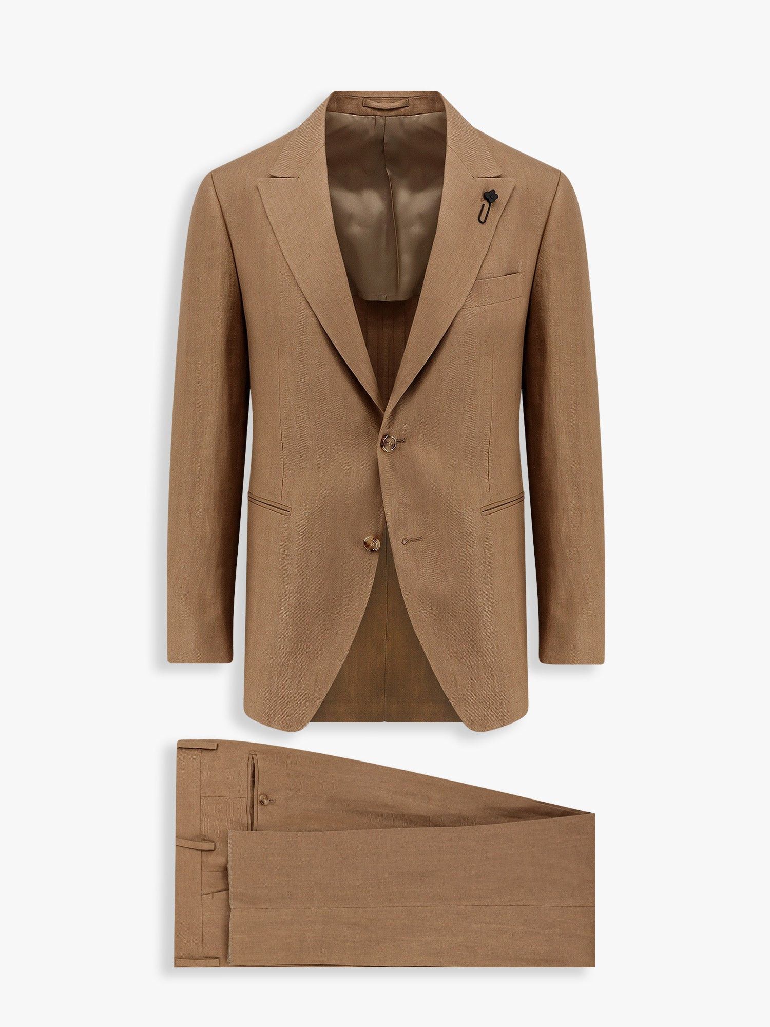 Lardini Stretch Cotton Suit With Iconic Removable Brooch
