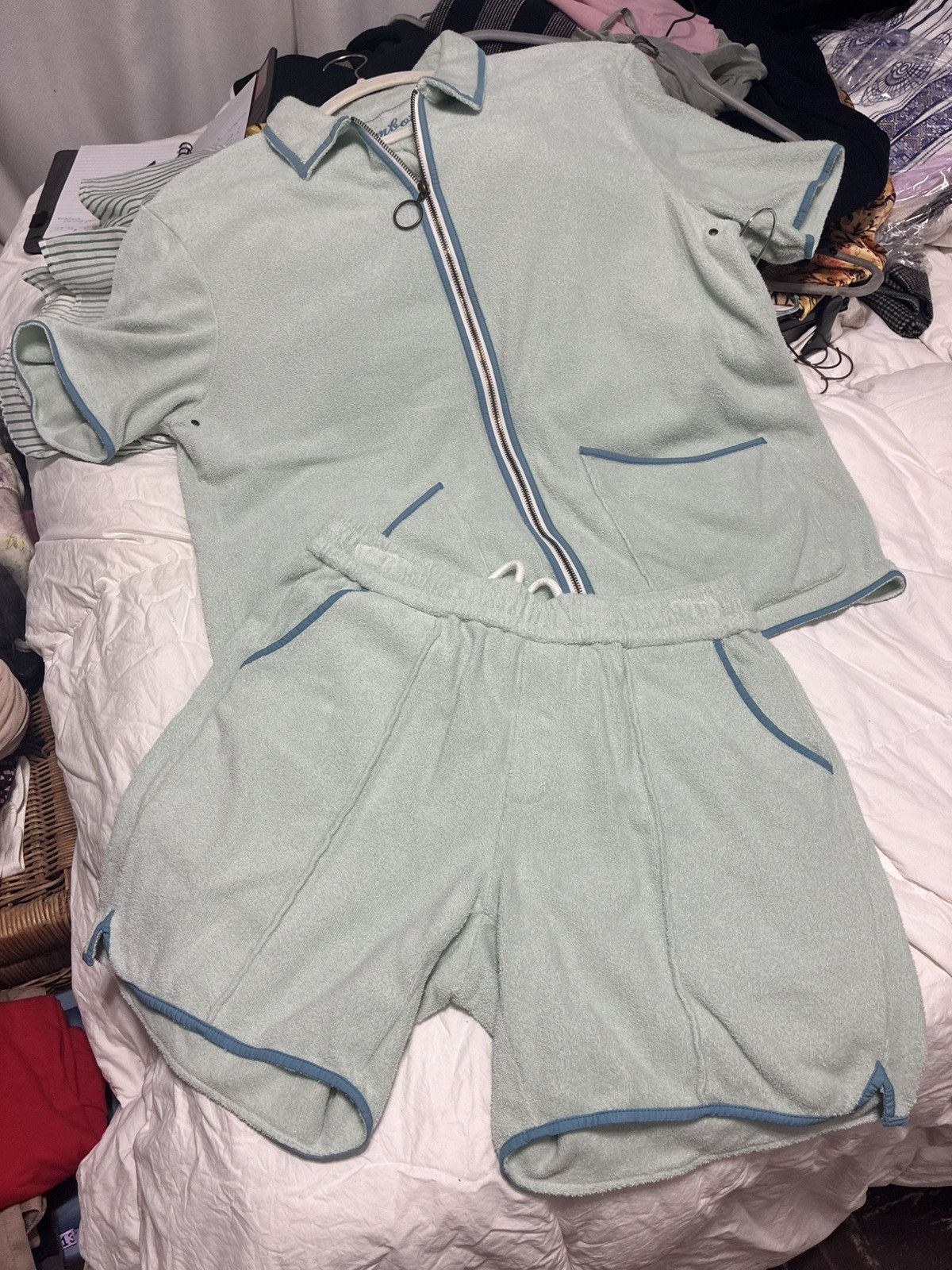 Tombolo Tombolo Terry Cloth Cabana Set – Matching Zip Shirt + Shorts Size US L / EU 52-54 / 3 - 1 Thumbnail