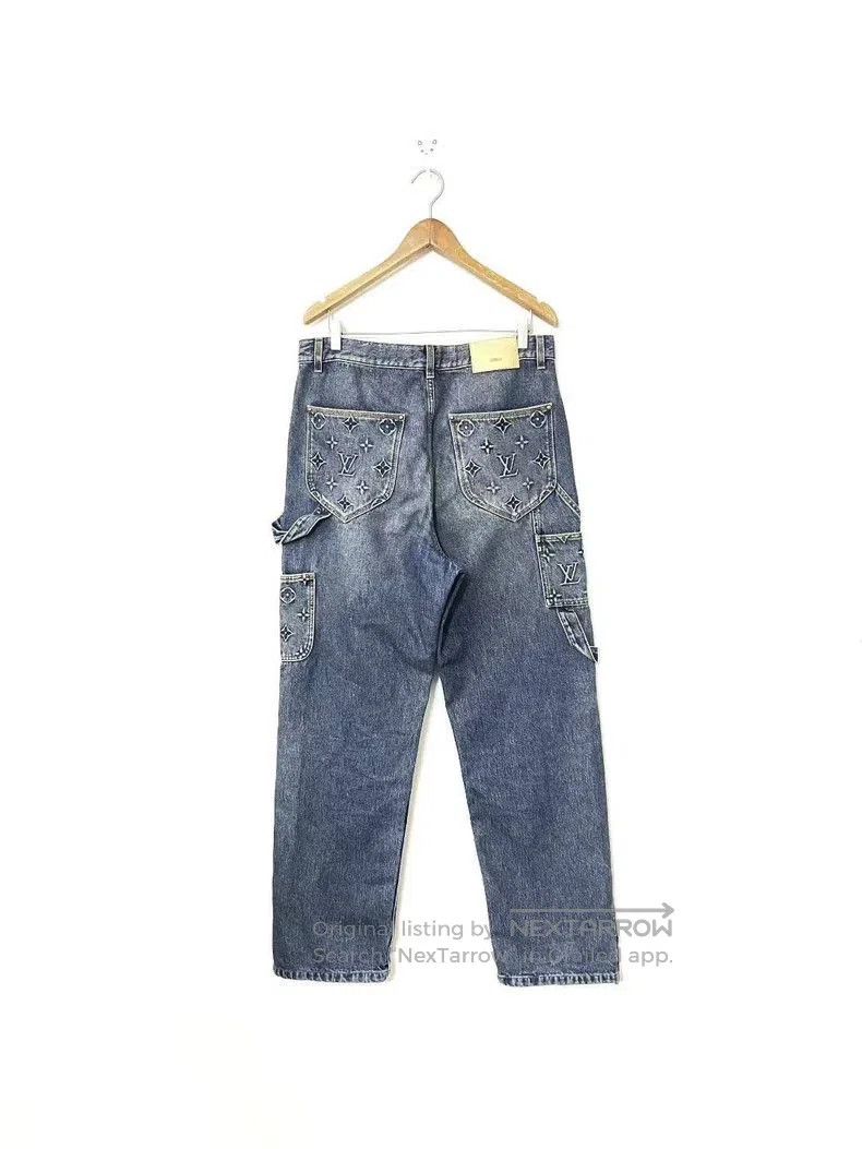 Louis Vuitton Louis Vuitton Blue Denim Jeans with Monogram. Size US 33 - 2 Thumbnail