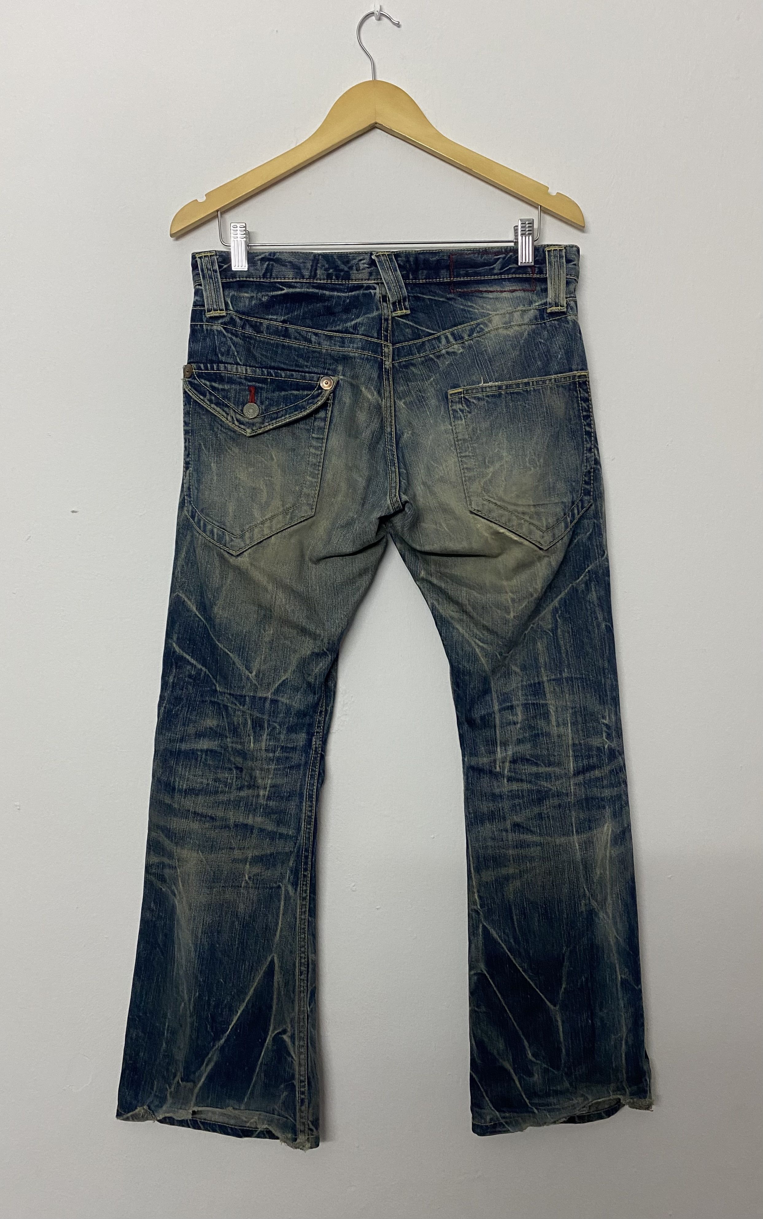 Japanese Brand Vintage Blue Way Acid Wash Flare Bootcut Jeans Size US 33 - 2 Thumbnail