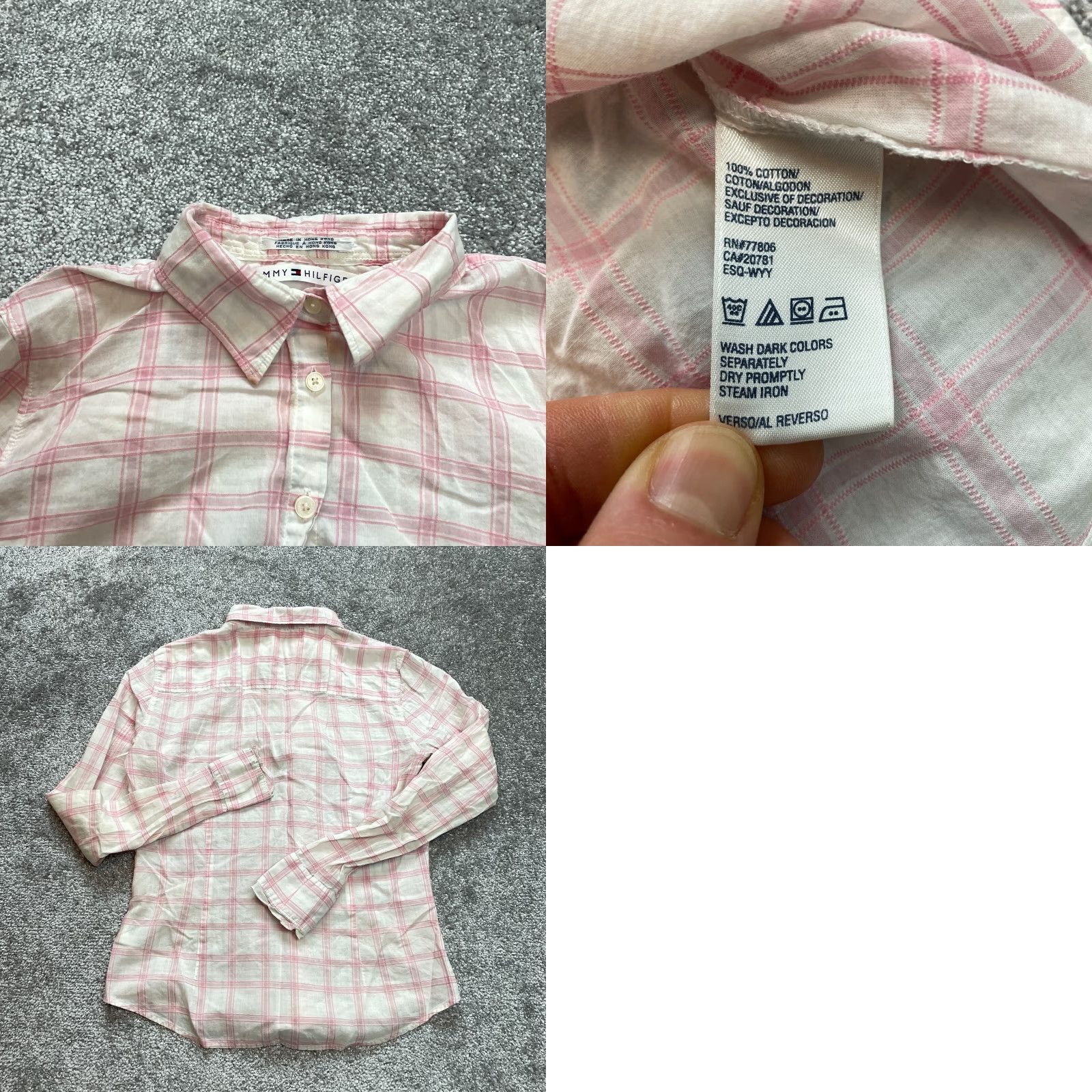 Tommy Hilfiger VINTAGE Tommy Hilfiger Blouse Button Up Shirt Womens 6 White Pink Plaid Soft Flannel Top Size M / US 6-8 / IT 42-44 - 8 Thumbnail