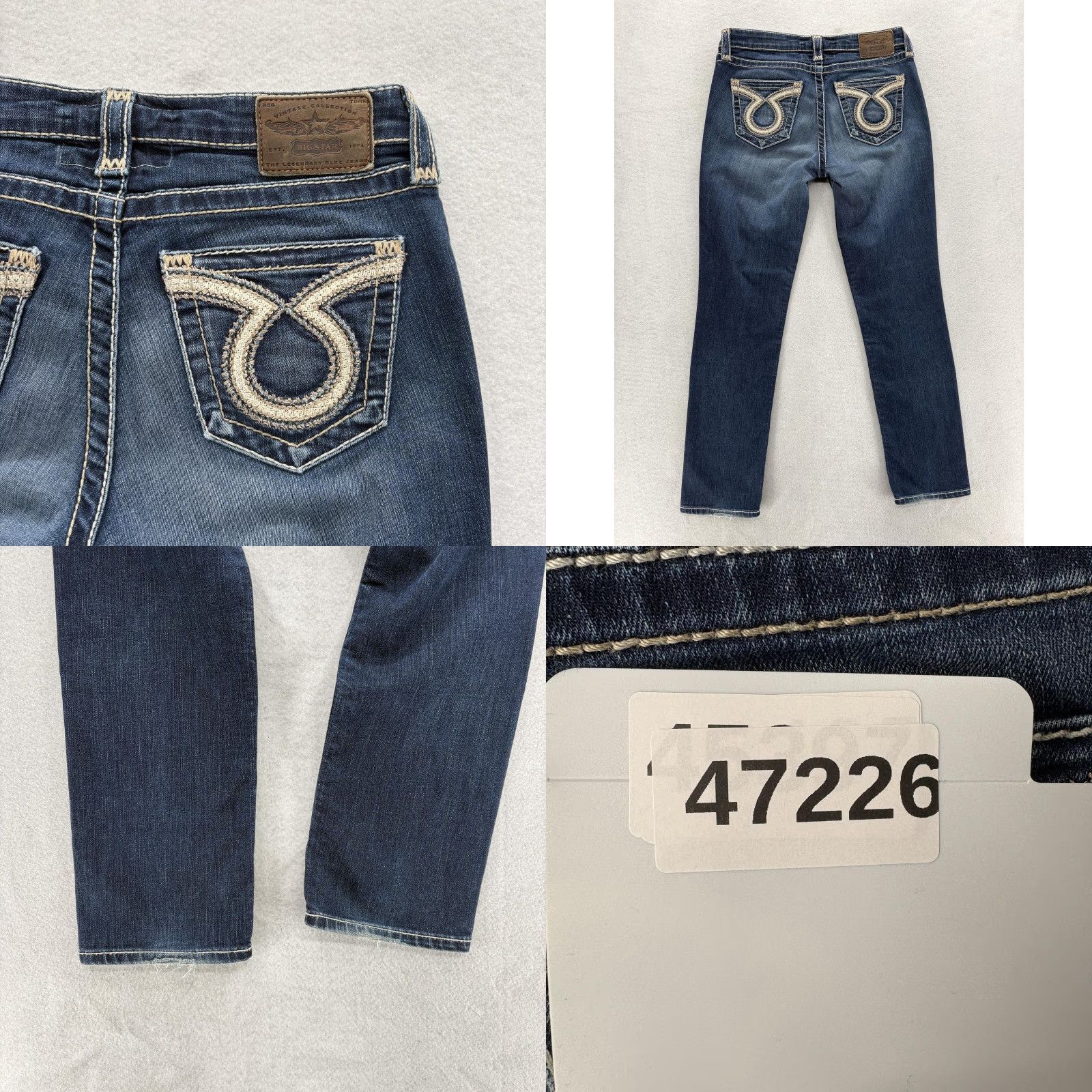Vintage Big Star Maddie Skinny Jeans Womens 28 Blue Mid Rise Stretch Embroidered Grunge Size 28" / US 6 / IT 42 - 9 Thumbnail