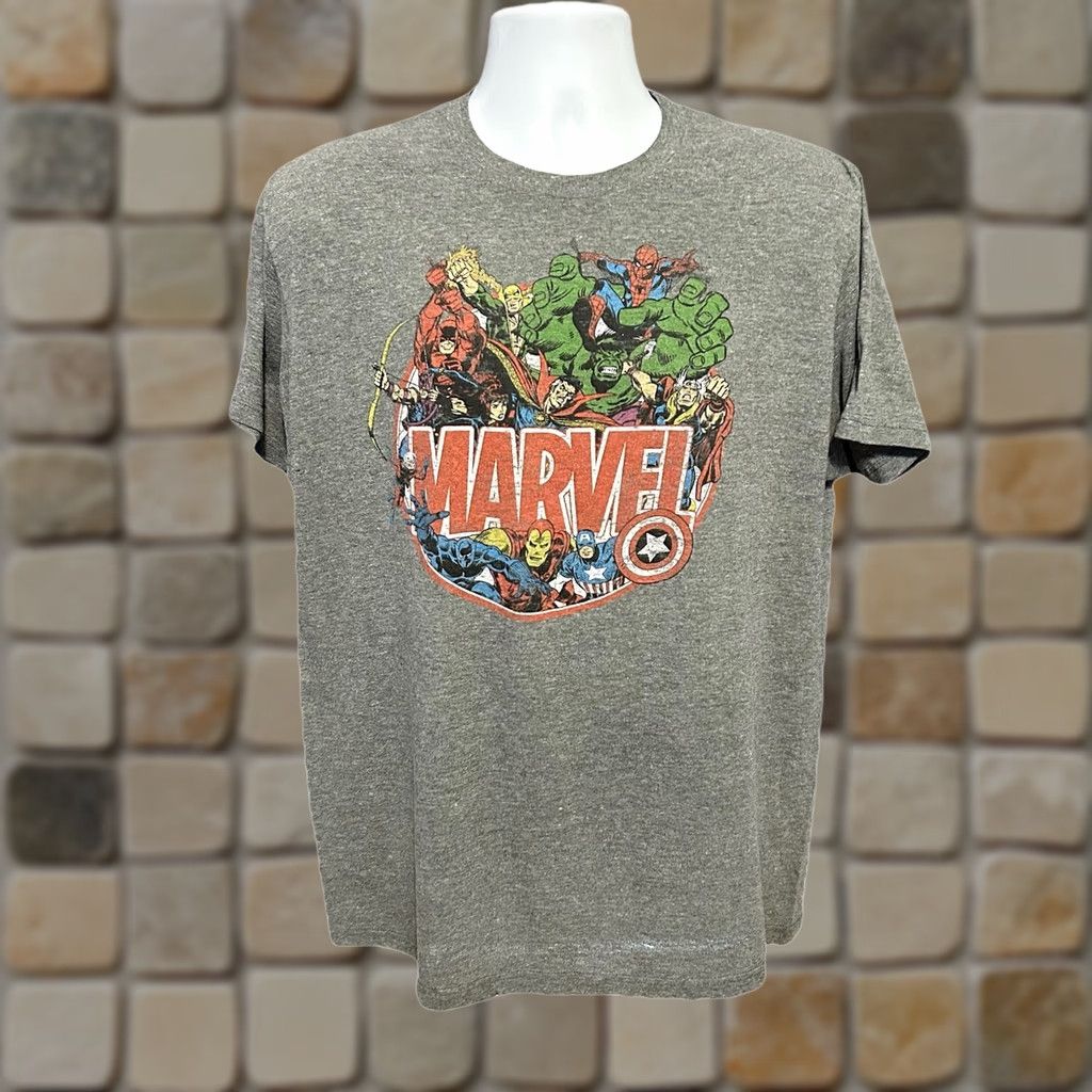 Vintage Marvel Avengers Shirt Men XL Heather Gray Crew Neck Graphic Tee Logo Short Sleeve Cartoon Comics Movie Men Size US XL / EU 56 / 4 - 1 Thumbnail